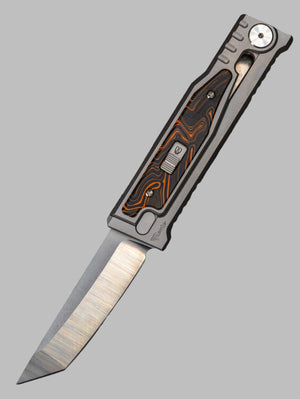 REATE EXO-M G10 ORANGE/BLACK OTF KNIFE TITANIUM 2.95" TANTO SATIN