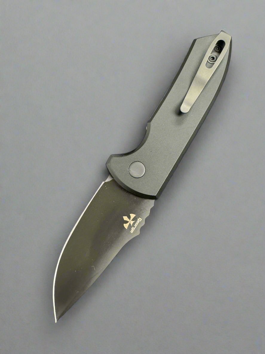 PROTECH LES GEORGE SBR UNIQUE MICARTA SHORT BLADED ROCKEYE AUTOMATIC KNIFE 2.5" Inlay Button S35vn