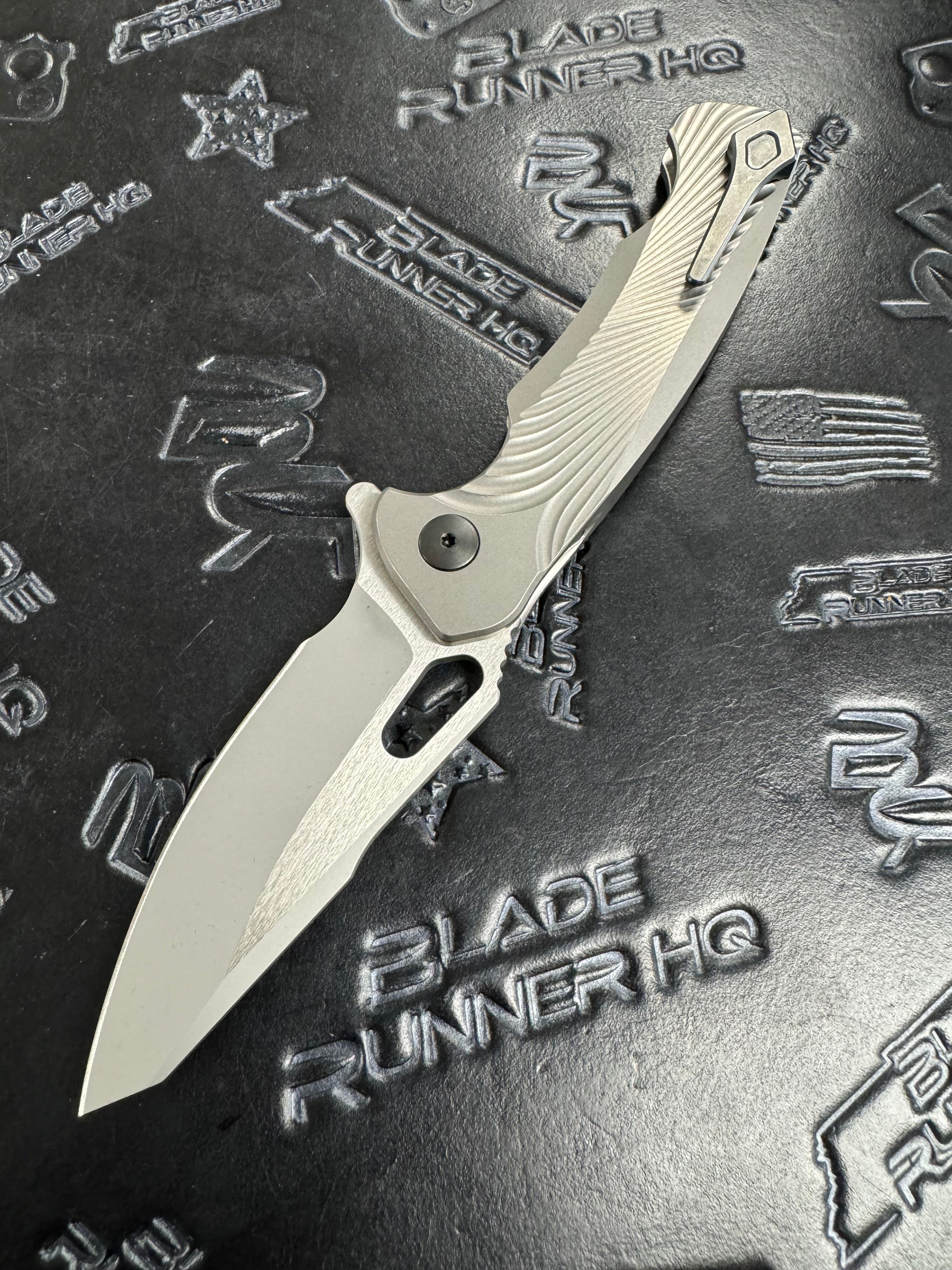 Dead Reckon Knives Ridgeback - Textured Titanium Integral, Modified Blade Shape, Series 1, Matte Glass Blasted
