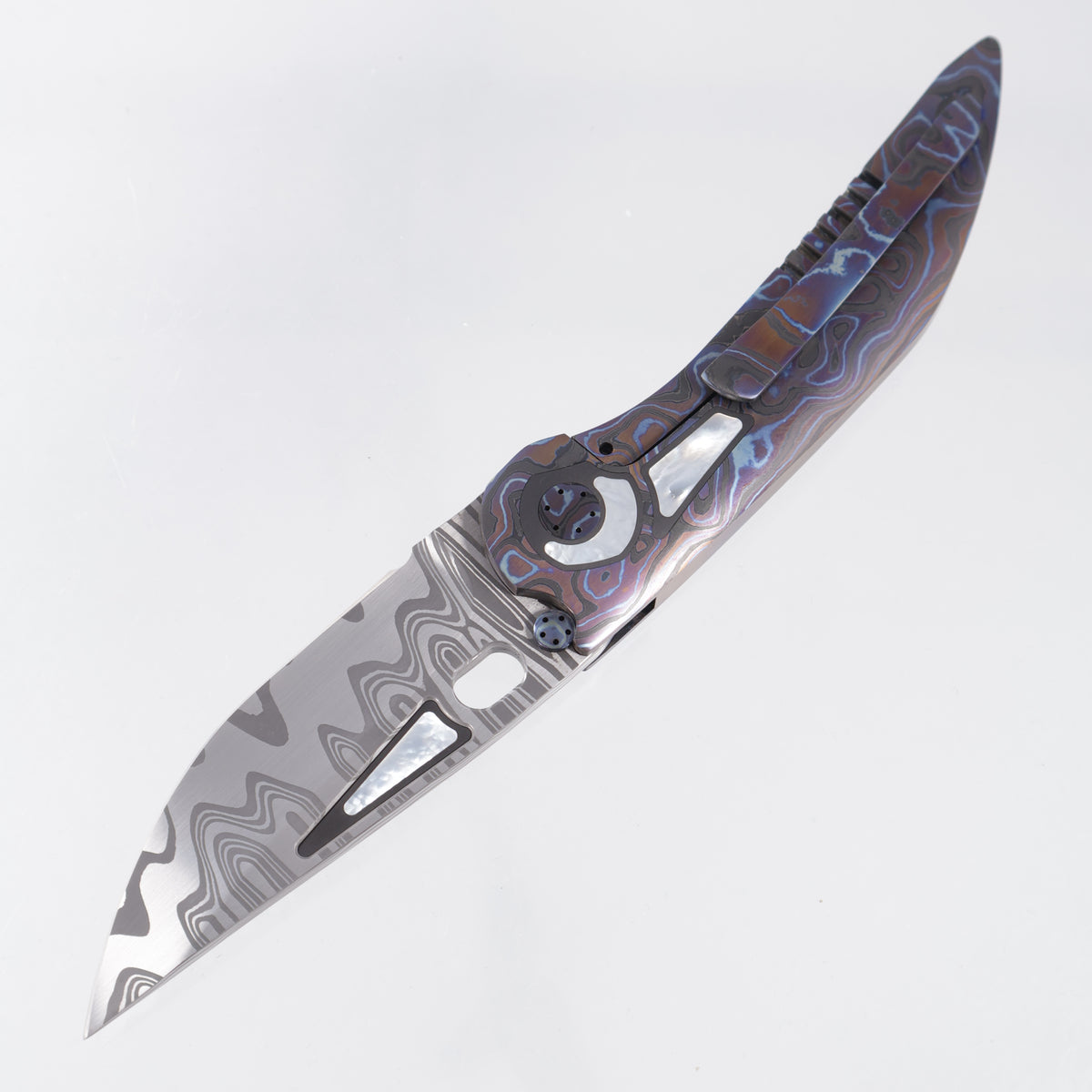 Dalibor Bergam Phobos Sole Authorship - Integral Dalmascus Handle w/ Mother Of Pearl & Zirconium Inlays - Dalmascus Hand Satin Blade