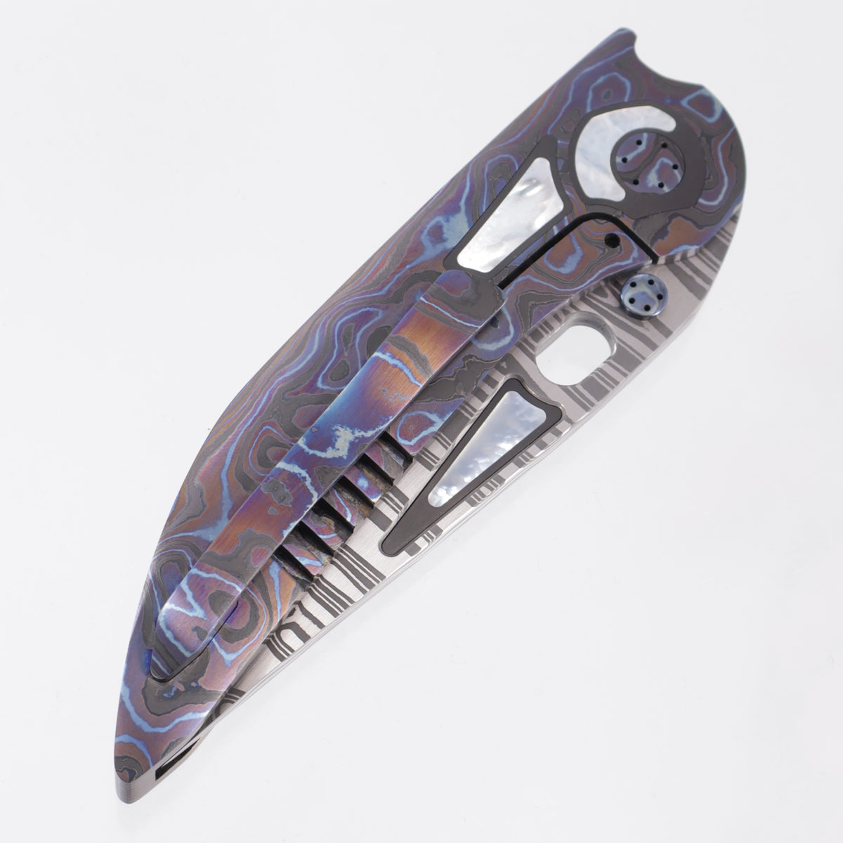 Dalibor Bergam Phobos Sole Authorship - Integral Dalmascus Handle w/ Mother Of Pearl & Zirconium Inlays - Dalmascus Hand Satin Blade