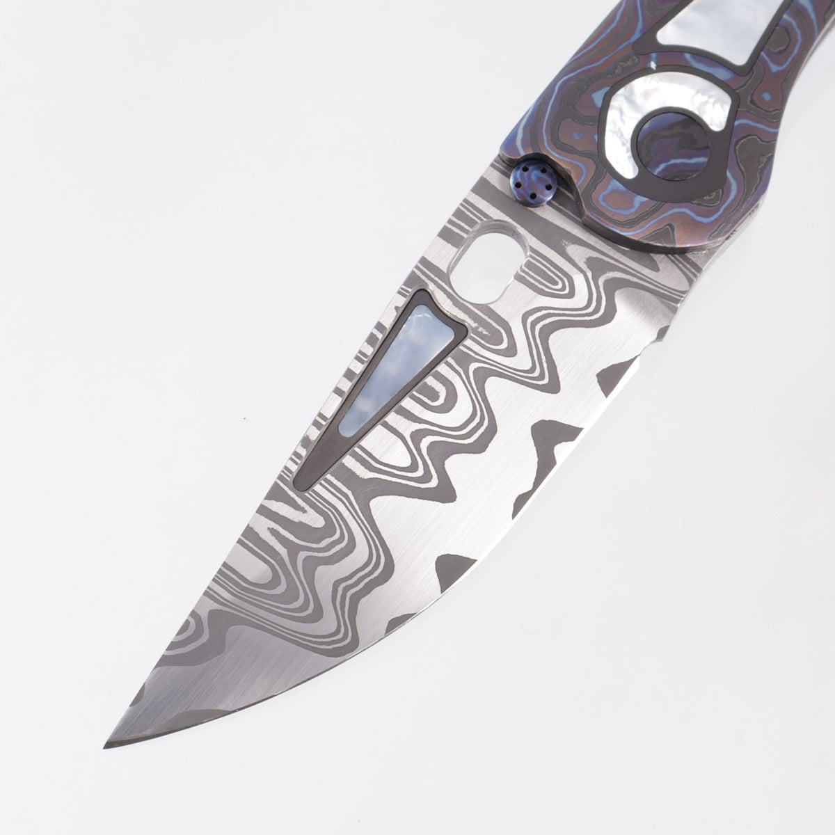 Dalibor Bergam Phobos Sole Authorship - Integral Dalmascus Handle w/ Mother Of Pearl & Zirconium Inlays - Dalmascus Hand Satin Blade