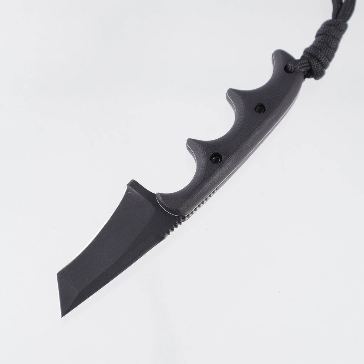 Alan Folts Minimalist Recurve Tanto - Black G10 Scales w/ White Liners - Black Coated CPM-154