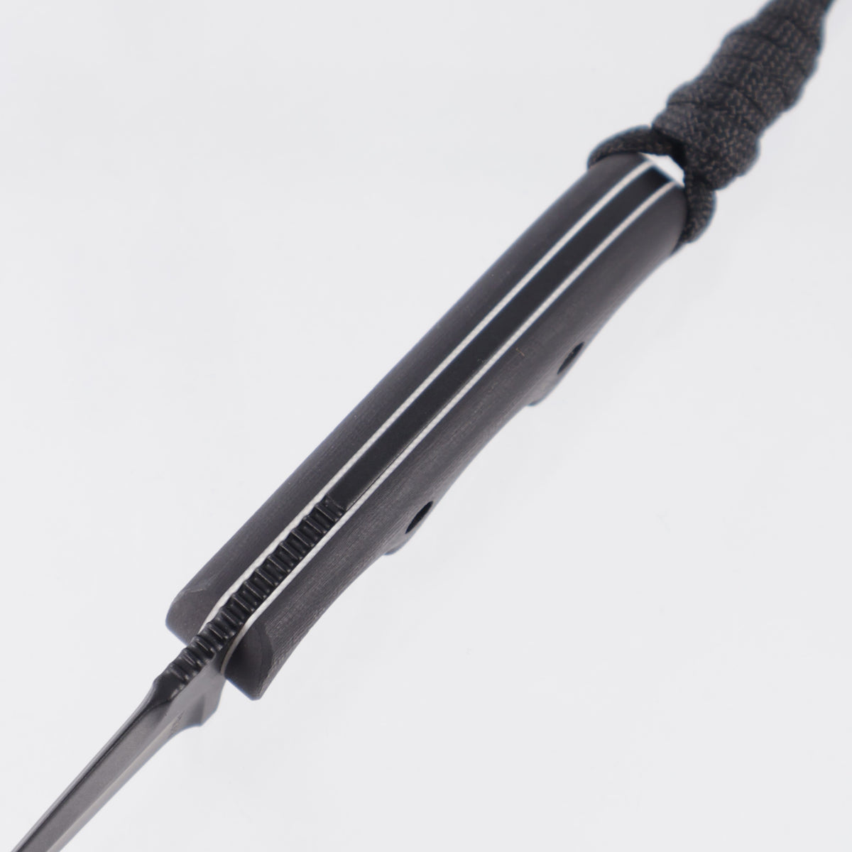 Alan Folts Minimalist Recurve Tanto - Black G10 Scales w/ White Liners - Black Coated CPM-154