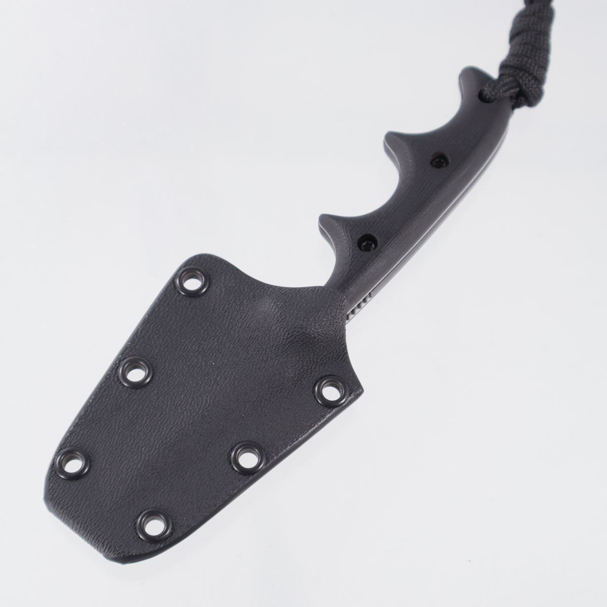 Alan Folts Minimalist Recurve Tanto - Black G10 Scales w/ White Liners - Black Coated CPM-154