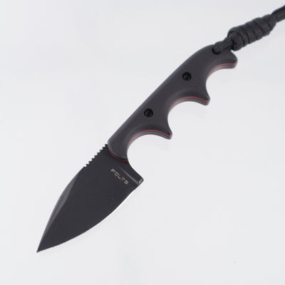 Alan Folts Minimalist Spear Point - Black G10 Scales w/ Red Liners - Black Coated CPM-154