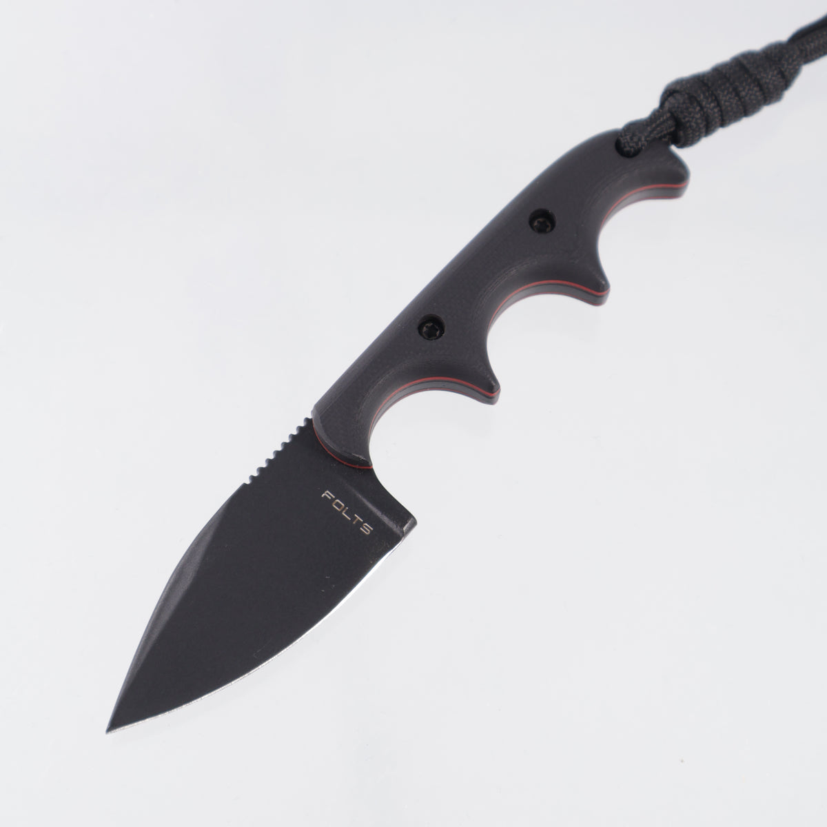 Alan Folts Minimalist Spear Point - Black G10 Scales w/ Red Liners - Black Coated CPM-154