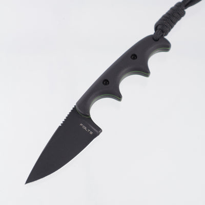 Alan Folts Minimalist Drop Point - Black G10 Scales w/ Green Liners - Black Coated CPM-154