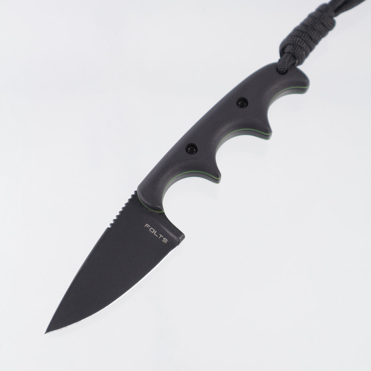Alan Folts Minimalist Drop Point - Black G10 Scales w/ Green Liners - Black Coated CPM-154