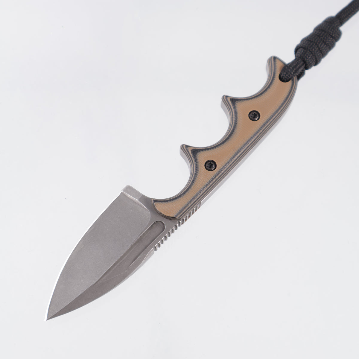 Alan Folts Minimalist X2 Spear Point - Coyote/Black G10 Scales - Tumbled CPM-154