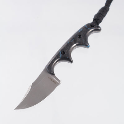 Alan Folts Minimalist Bowie - Blue Marbled Carbon Fiber Scales - Tumbled CPM-154
