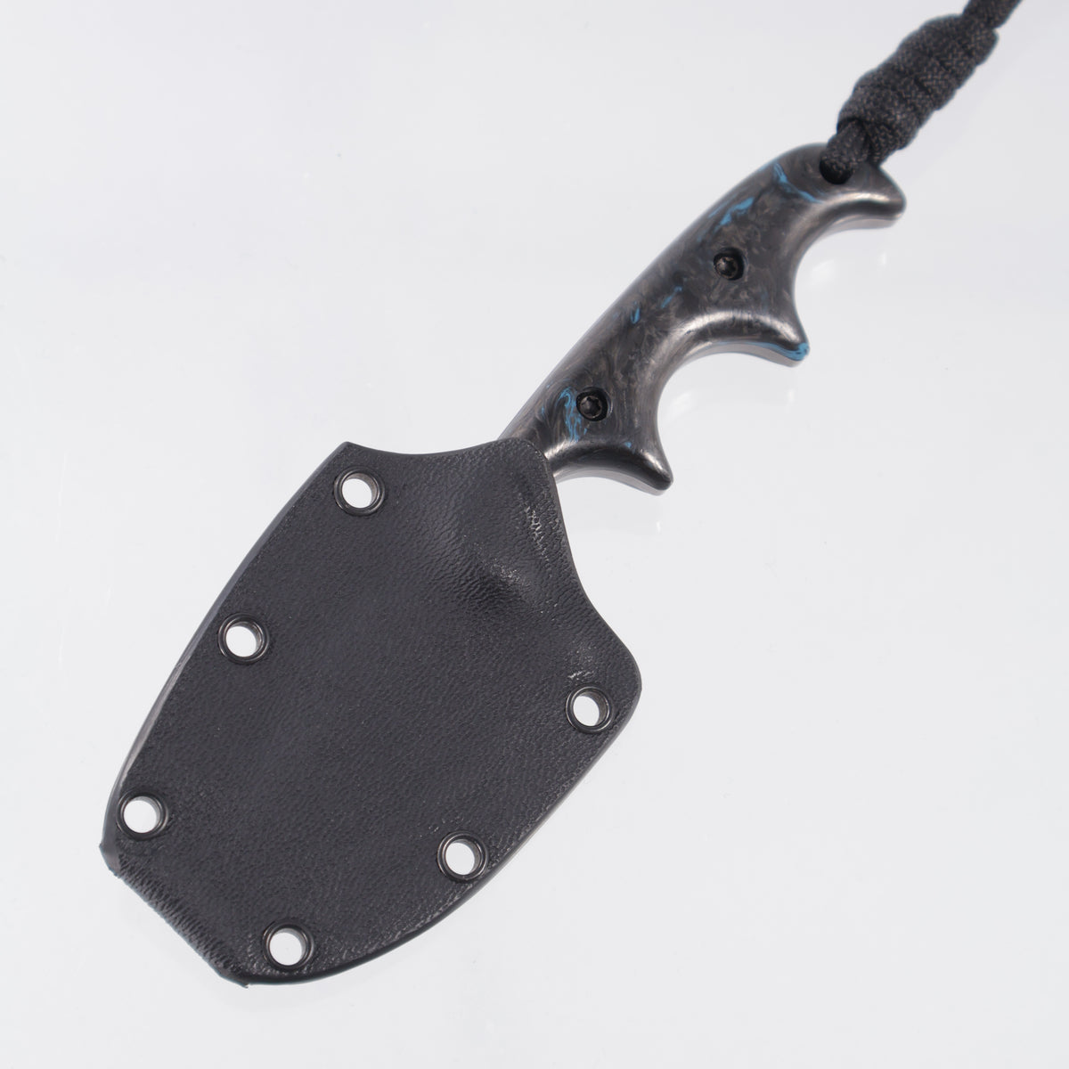Alan Folts Minimalist Bowie - Blue Marbled Carbon Fiber Scales - Tumbled CPM-154