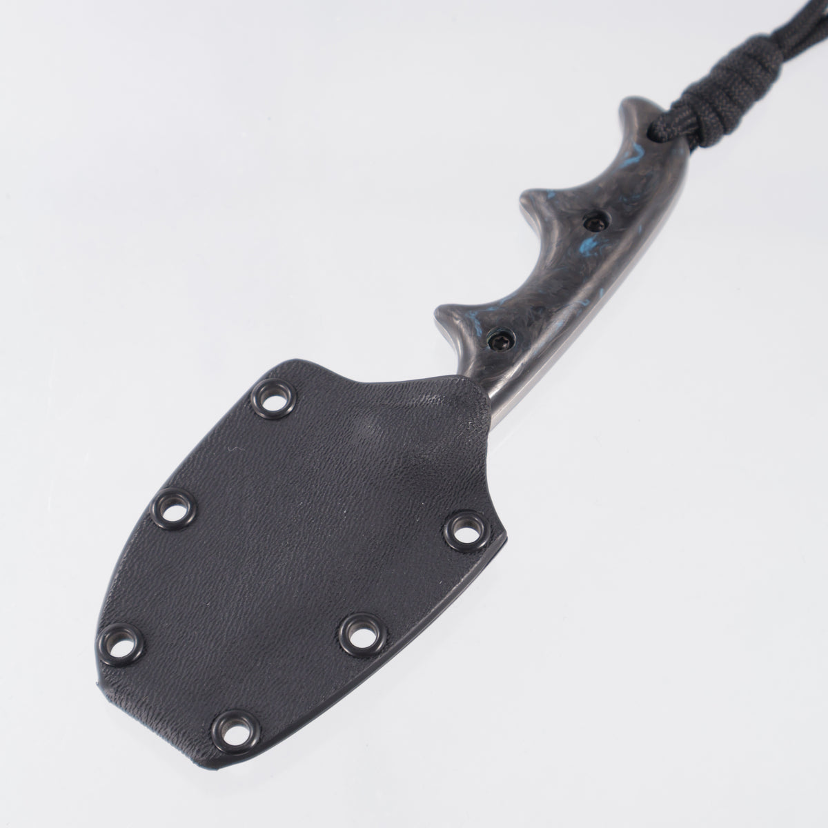 Alan Folts Minimalist Bowie - Blue Marbled Carbon Fiber Scales - Tumbled CPM-154