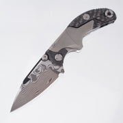 Forever Steel Alkaid Folding Push Dagger - Titanium & Carbon Fiber w/ Silver Accents - Damascus Blade