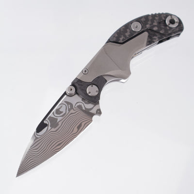Forever Steel Alkaid Folding Push Dagger - Titanium & Carbon Fiber w/ Silver Accents - Damascus Blade