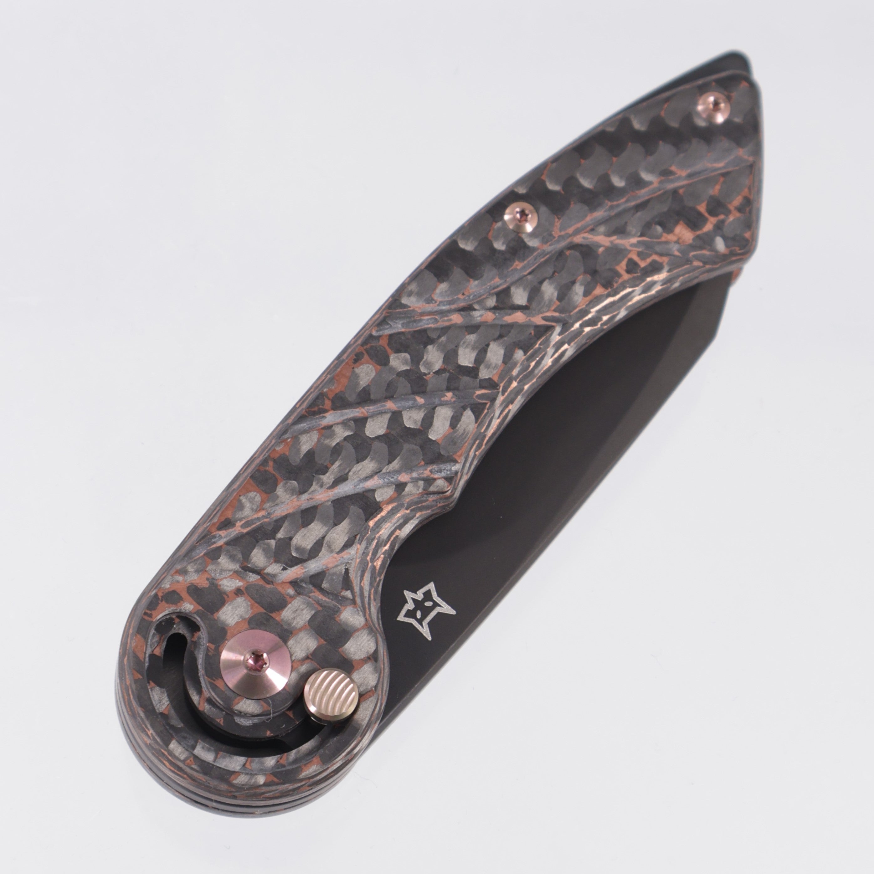 Fox Knives Radius - Copper Snakeskin Fat Carbon w/ Rosegold Hardware - Black PVD M390 - FX-550 CFB