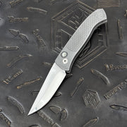 Pro-Tech Brend Classic - Textured Stainless Steel w/Black Lip Pearl Button - Mike Irie Grind 154CM - 2026 Brend Classic Custom 001