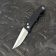 Pro-Tech Brend Classic - Black Aluminum w/ Abalone Button - Satin 154CM - BSA26.Brend.1