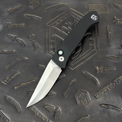 Pro-Tech Brend Classic - Black Aluminum w/ Abalone Button - Satin 154CM - BSA26.Brend.1