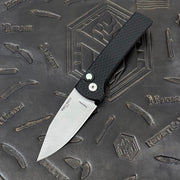 Pro-Tech Scapegoat Compact - Black Carbide Texture Aluminum w/ Abalone Button - Stonewash Magnacut - BSA26.Scapegoat.1