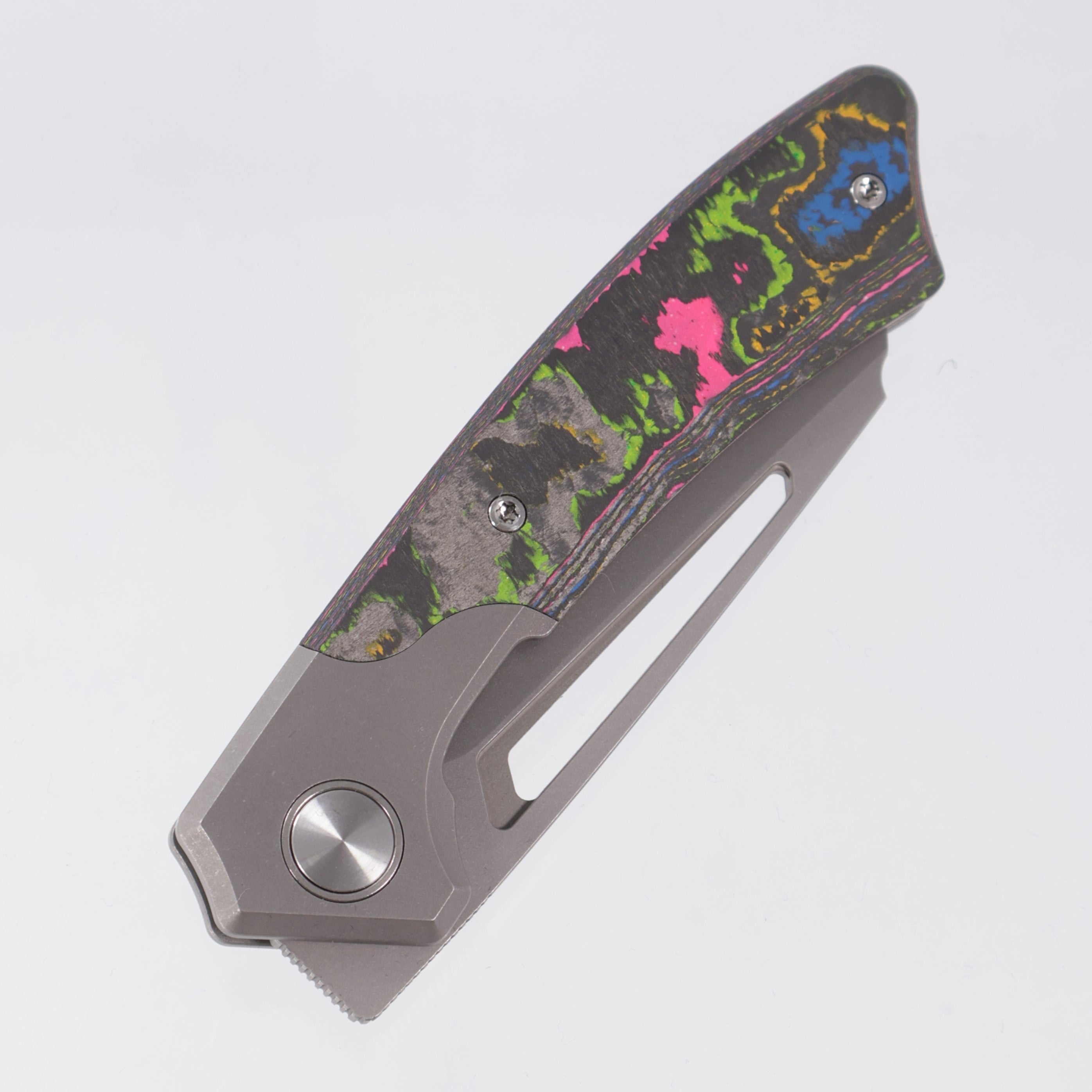 Gecko Customz Knifeworks Pictus Bolster Lock - Darkwash Titanium & 80s Camo Carbon - Darkwash S90V - BR-OP Exclusive