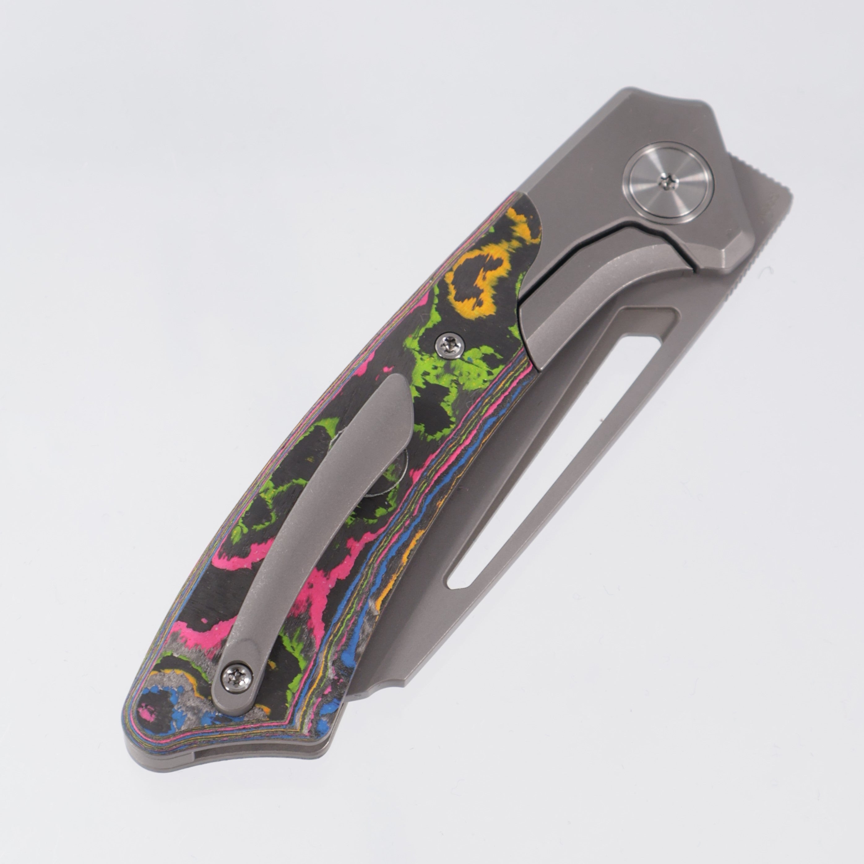 Gecko Customz Knifeworks Pictus Bolster Lock - Darkwash Titanium & 80s Camo Carbon - Darkwash S90V - BR-OP Exclusive