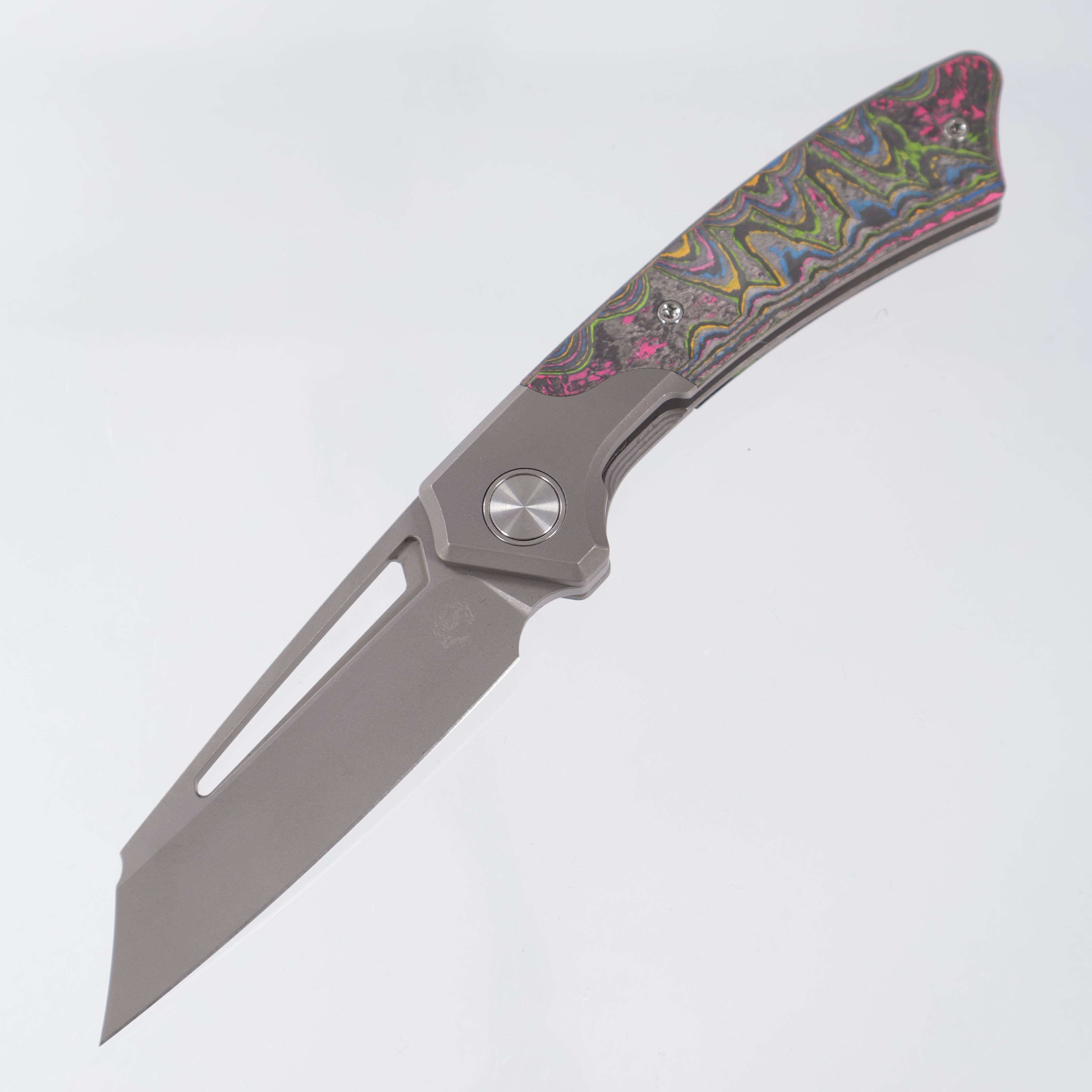 Gecko Customz Knifeworks Pictus Bolster Lock - Darkwash Titanium & 80s CamoCarbon *Sculpted* - Darkwash S90V - BR-OP Exclusive