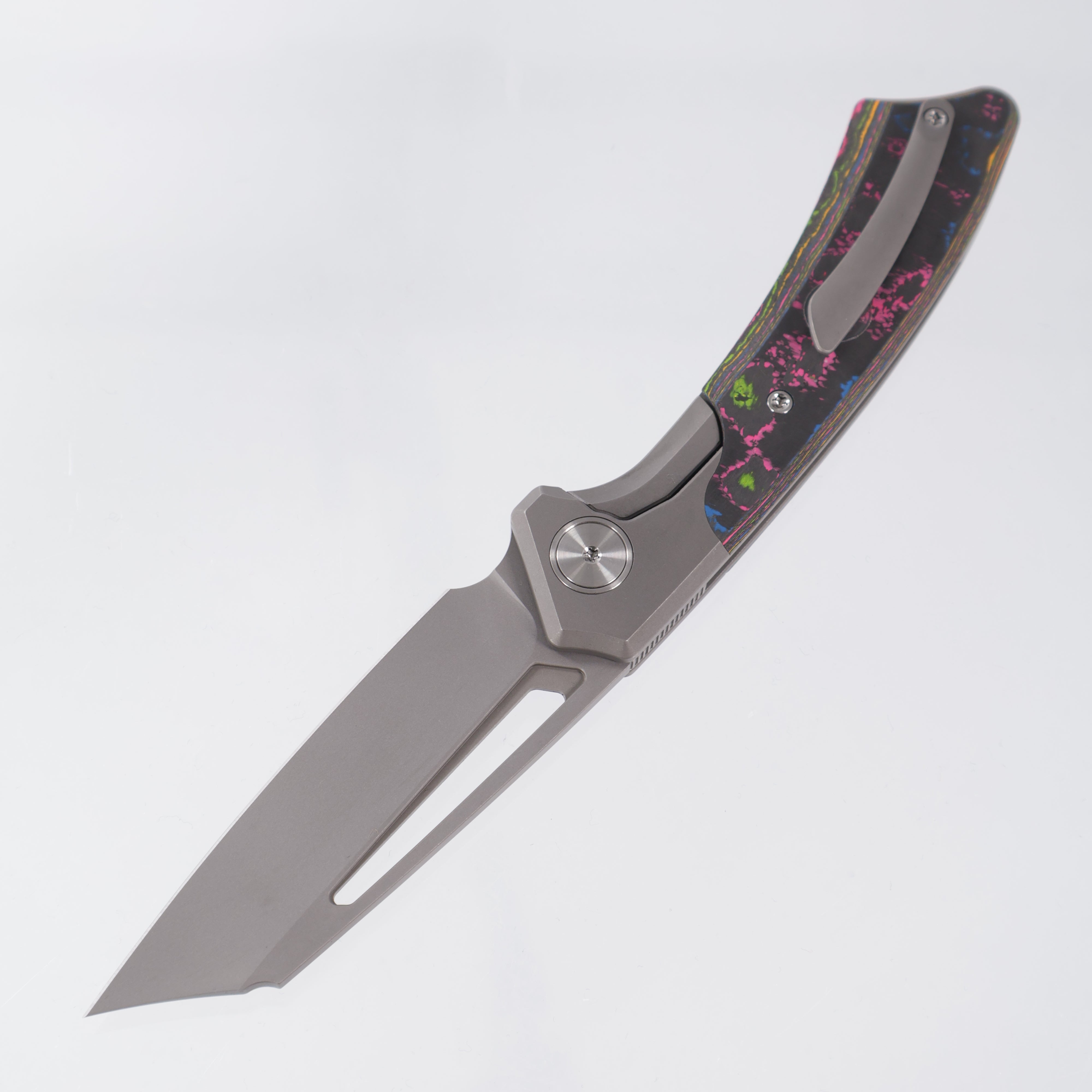 Gecko Customz Knifeworks Pictus Bolster Lock - Darkwash Titanium & 80s CamoCarbon *Sculpted* - Darkwash S90V - BR-OP Exclusive