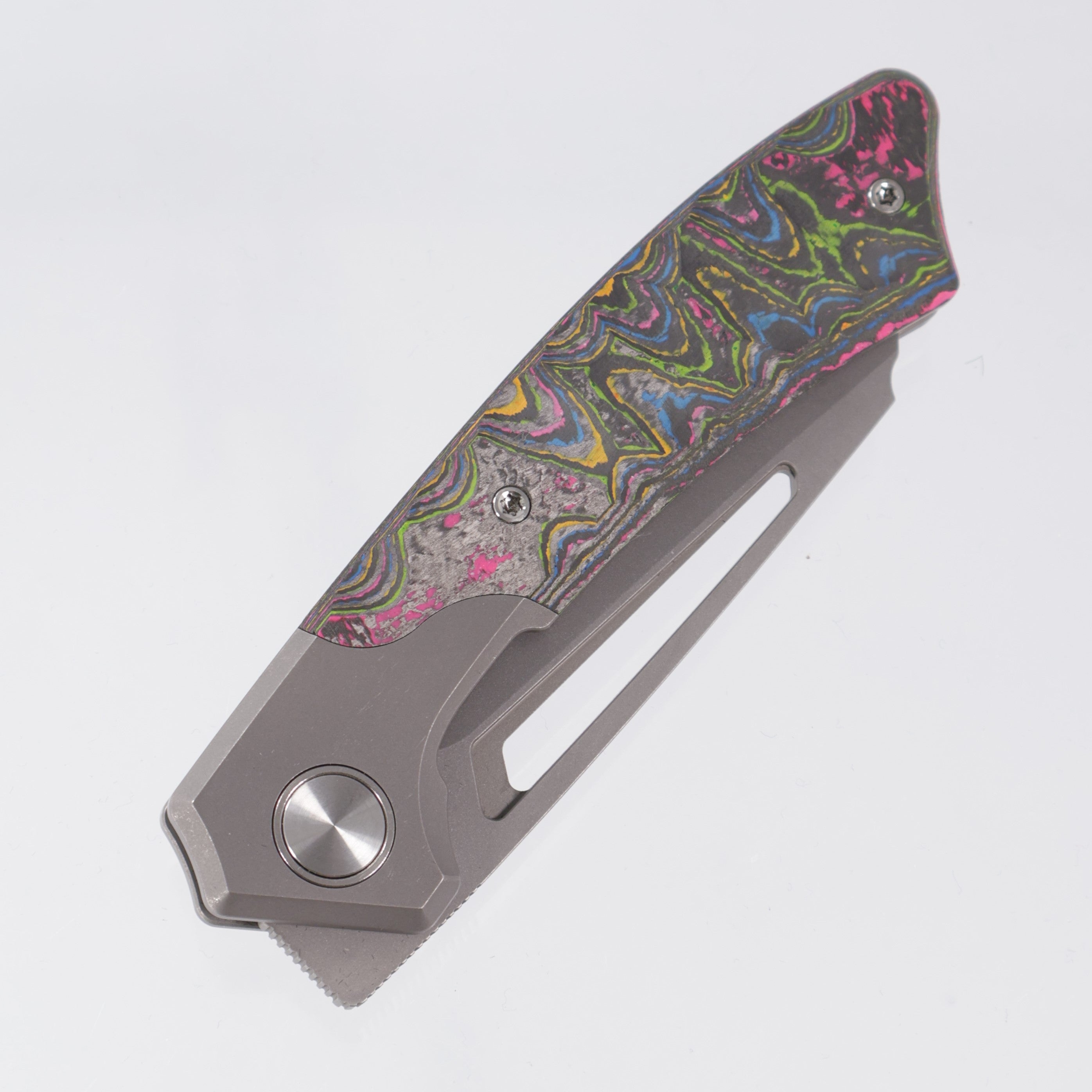 Gecko Customz Knifeworks Pictus Bolster Lock - Darkwash Titanium & 80s CamoCarbon *Sculpted* - Darkwash S90V - BR-OP Exclusive