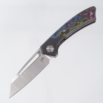Gecko Customz Knifeworks Pictus Bolster Lock - Blackwash Titanium & 80s Camo Carbon - Satin S90V - BR-OP Exclusive