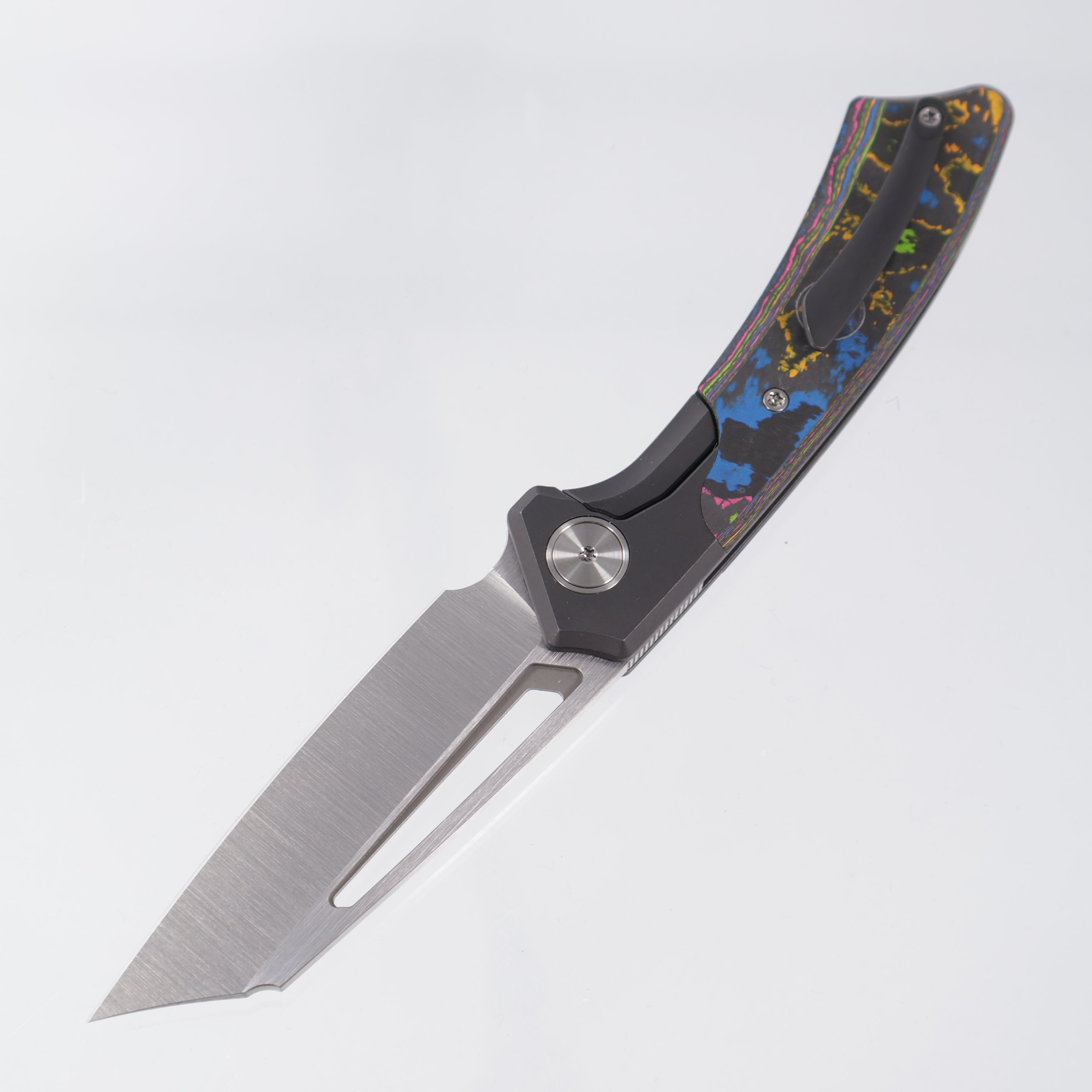 Gecko Customz Knifeworks Pictus Bolster Lock - Blackwash Titanium & 80s Camo Carbon - Satin S90V - BR-OP Exclusive