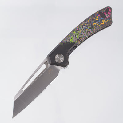 Gecko Customz Knifeworks Pictus Bolster Lock - Blackwash Titanium & 80s CamoCarbon *Sculpted* - Satin S90V - BR-OP Exclusive