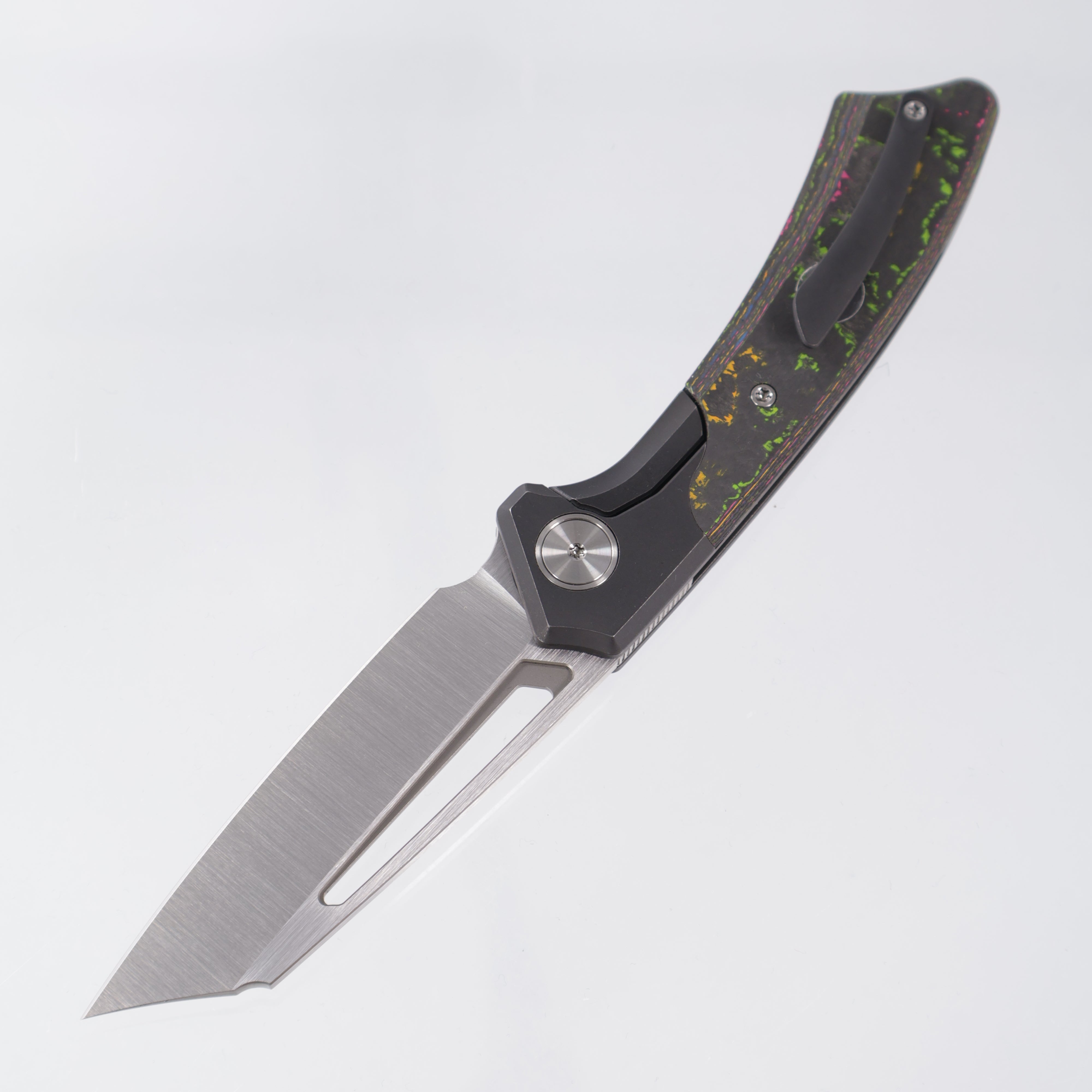 Gecko Customz Knifeworks Pictus Bolster Lock - Blackwash Titanium & 80s CamoCarbon *Sculpted* - Satin S90V - BR-OP Exclusive