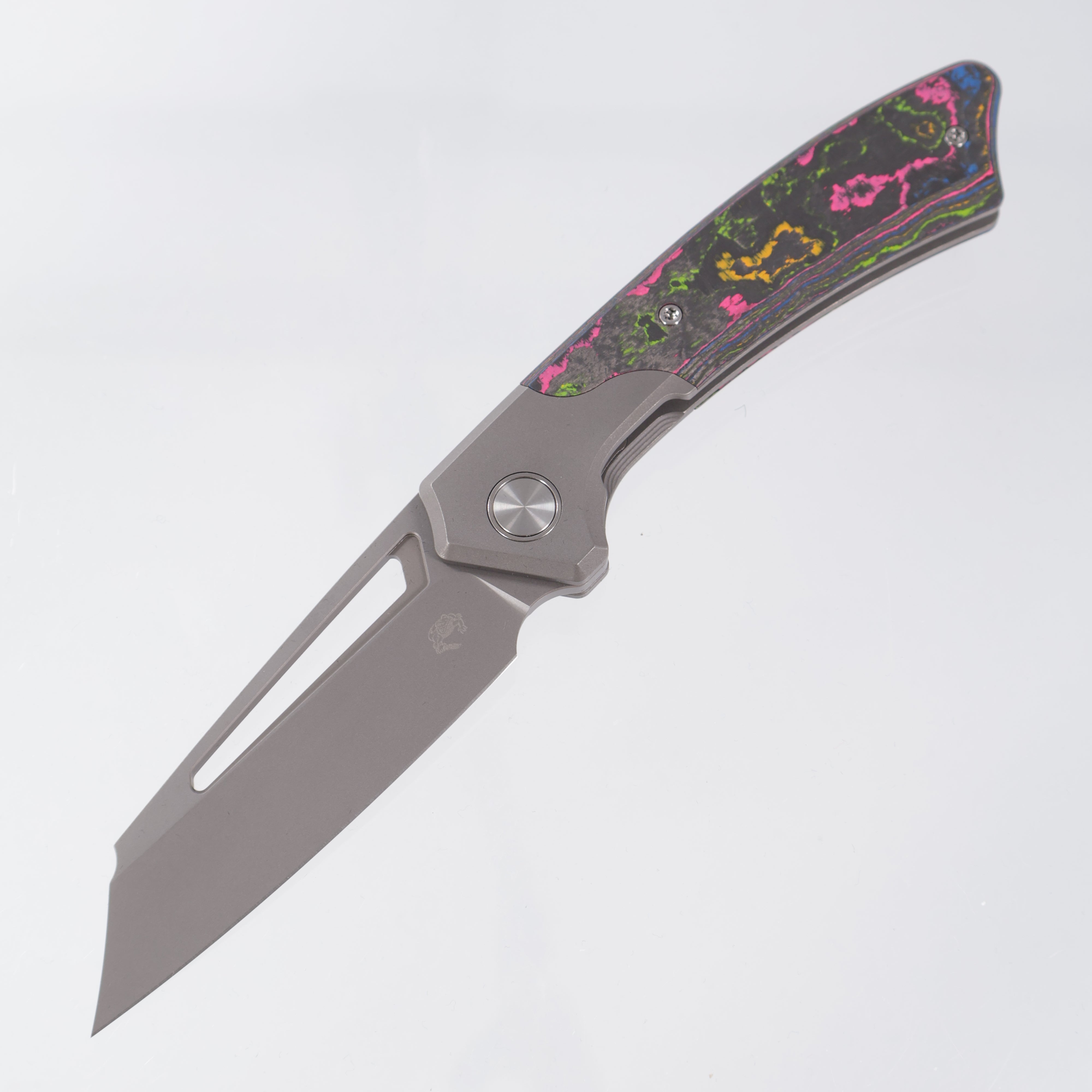 Gecko Customz Knifeworks Pictus XL Bolster Lock - Darkwash Titanium & 80s Camo Carbon - Darkwash S90V - BR-OP Exclusive