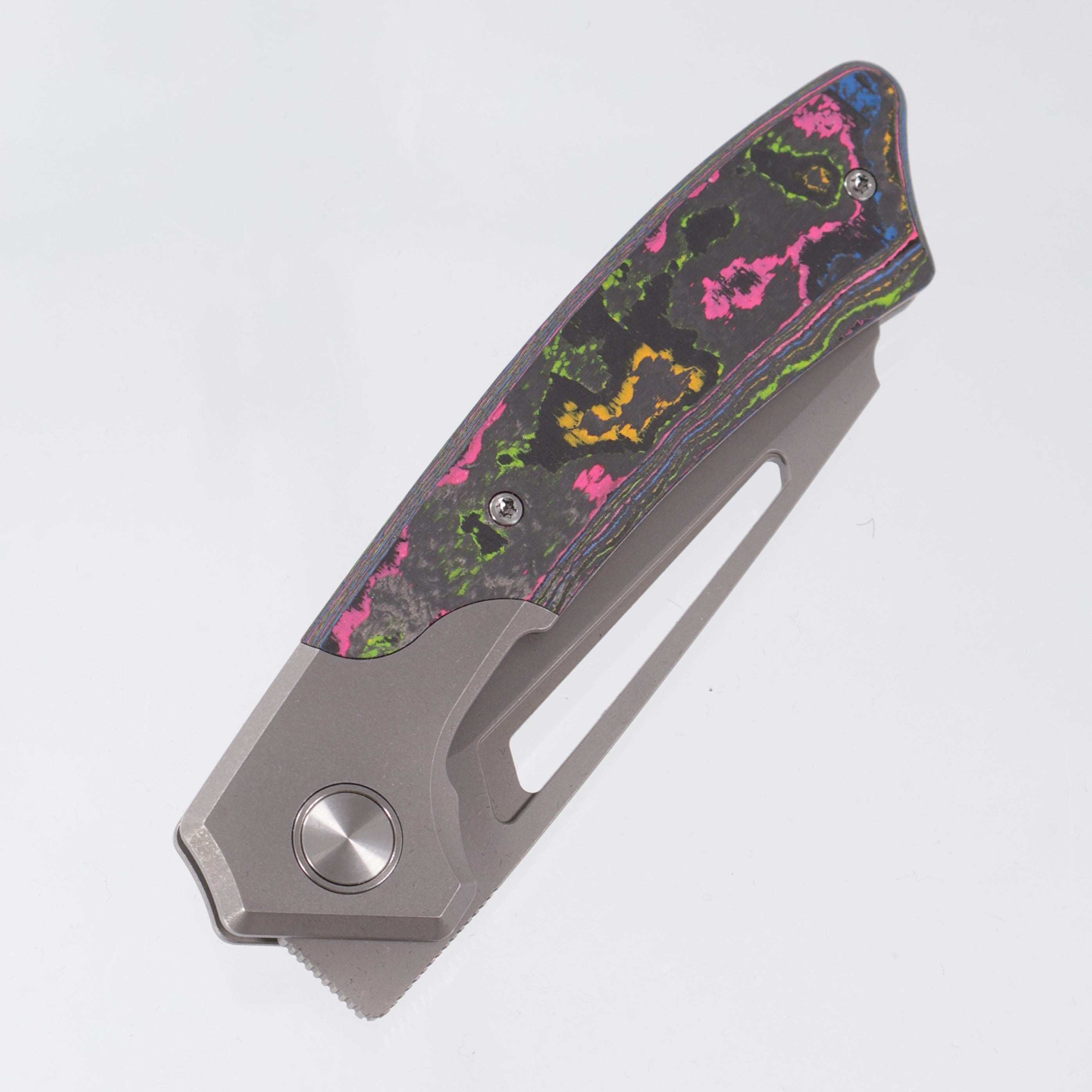 Gecko Customz Knifeworks Pictus XL Bolster Lock - Darkwash Titanium & 80s Camo Carbon - Darkwash S90V - BR-OP Exclusive