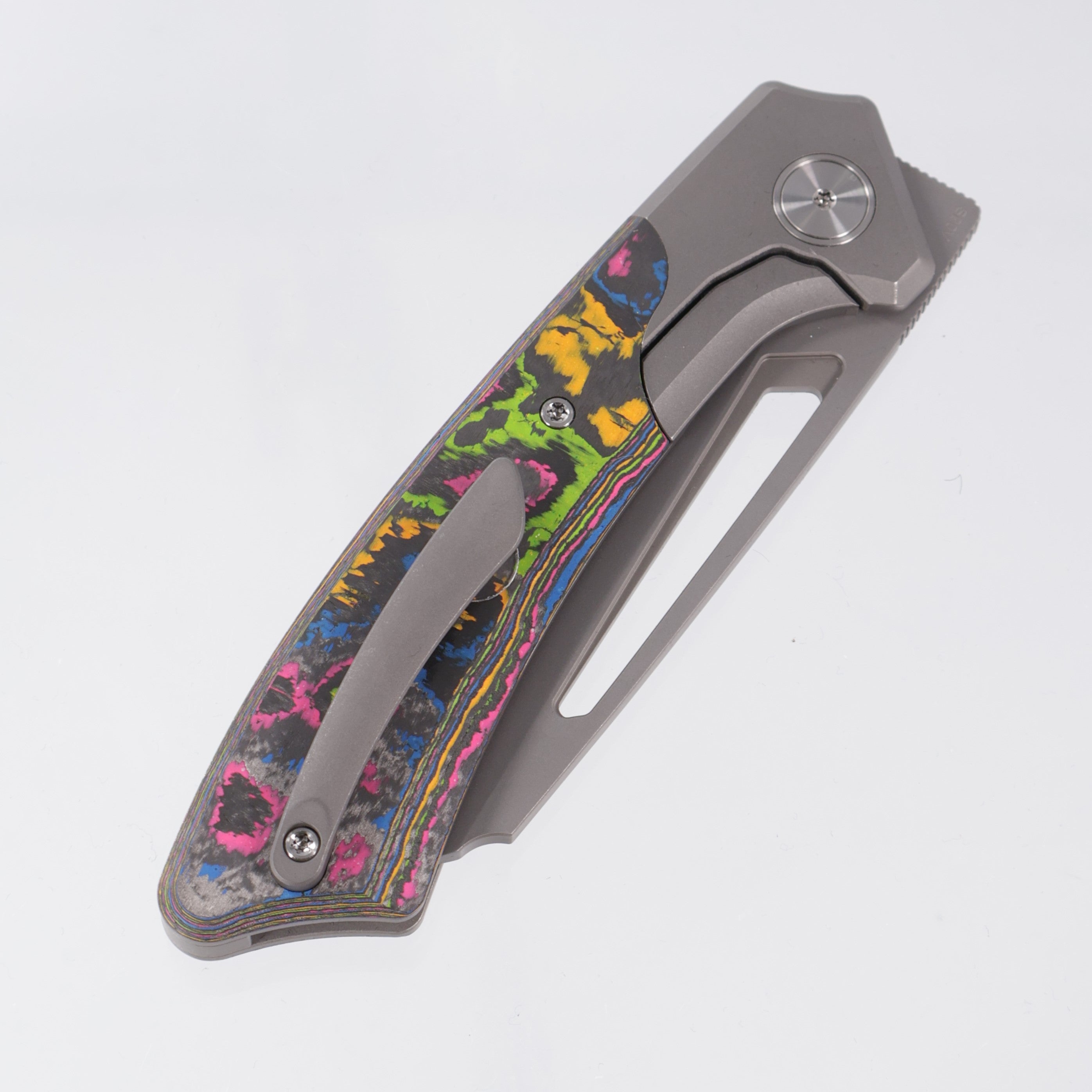 Gecko Customz Knifeworks Pictus XL Bolster Lock - Darkwash Titanium & 80s Camo Carbon - Darkwash S90V - BR-OP Exclusive
