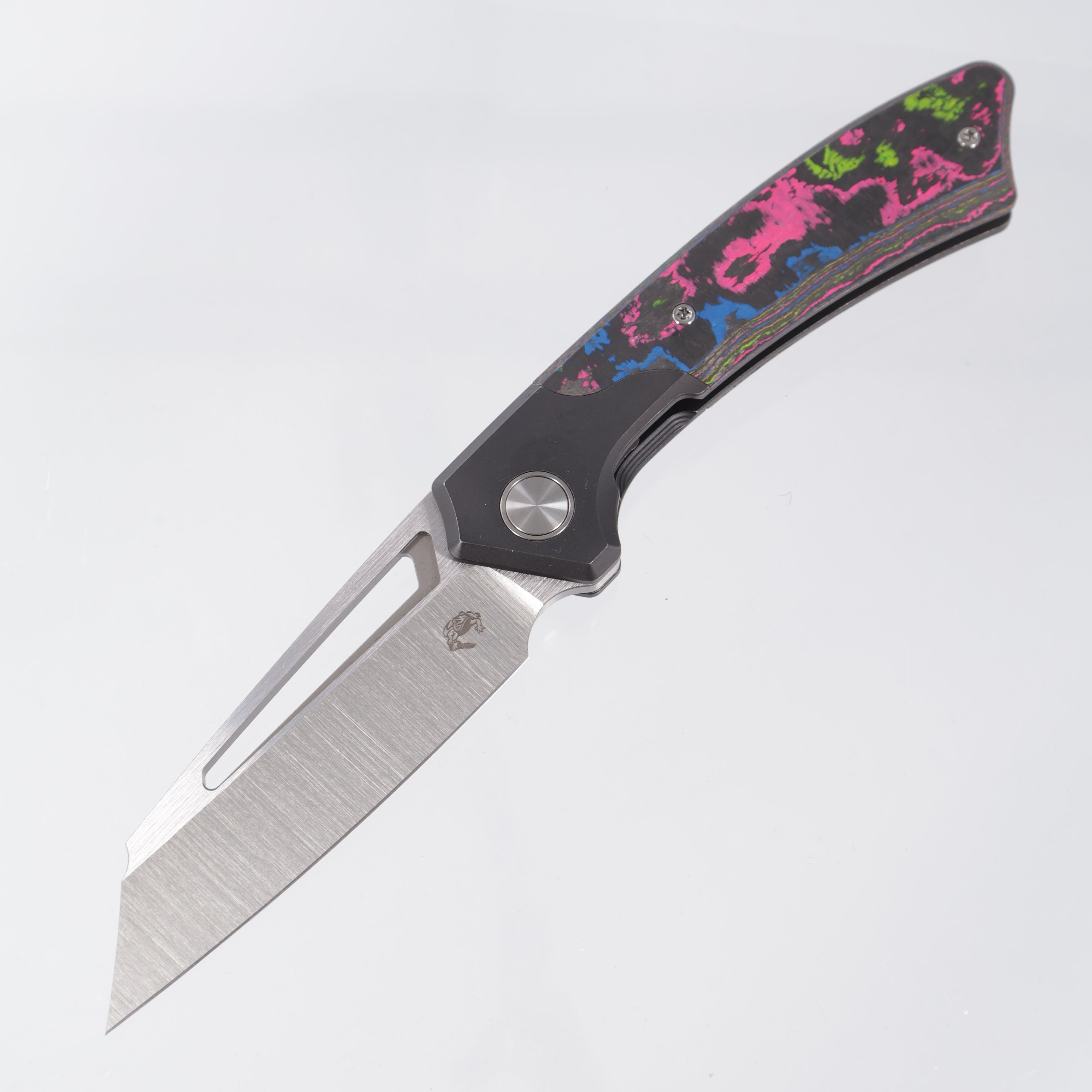 Gecko Customz Knifeworks Pictus XL Bolster Lock - Blackwash Titanium & 80s Camo Carbon - Satin S90V - BR-OP Exclusive