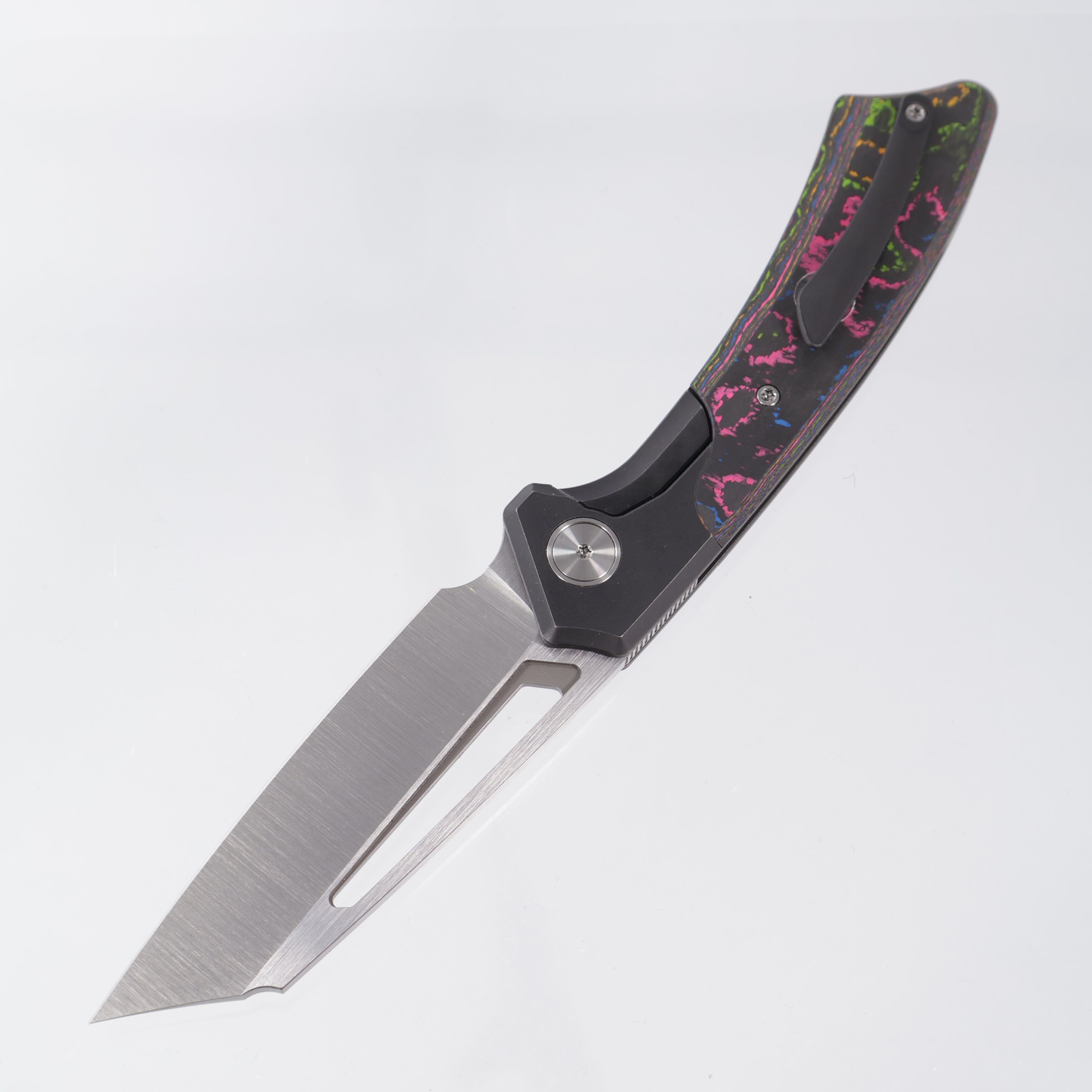 Gecko Customz Knifeworks Pictus XL Bolster Lock - Blackwash Titanium & 80s Camo Carbon - Satin S90V - BR-OP Exclusive
