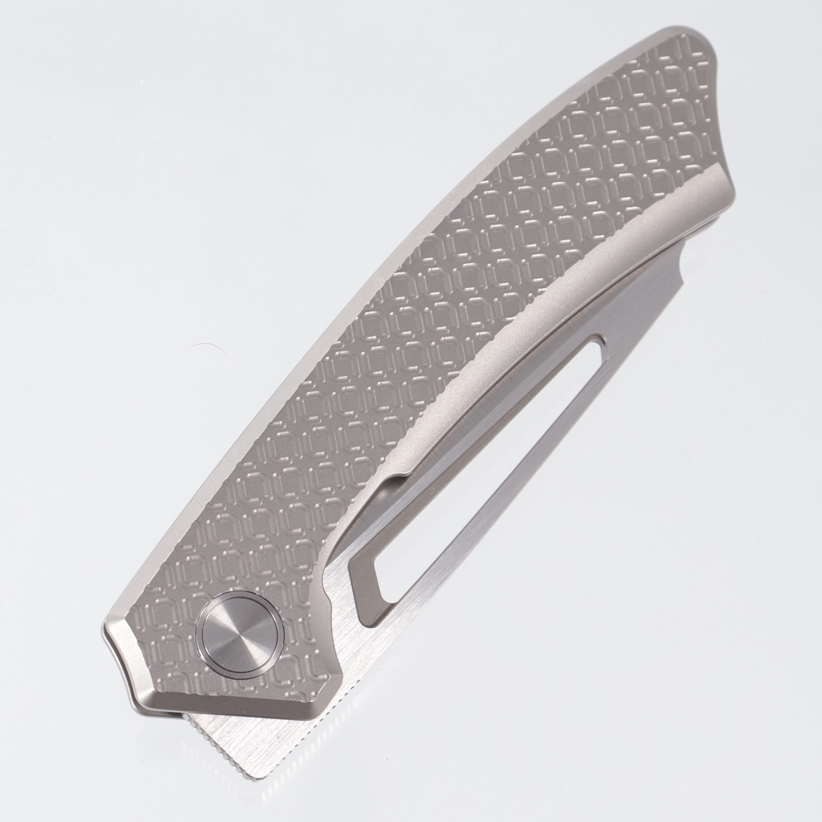 Gecko Cuztomz Knifeworks Pictus XL Inset Liner Lock - Stonewash Diamong Frag Milling - Belt Satin S90V