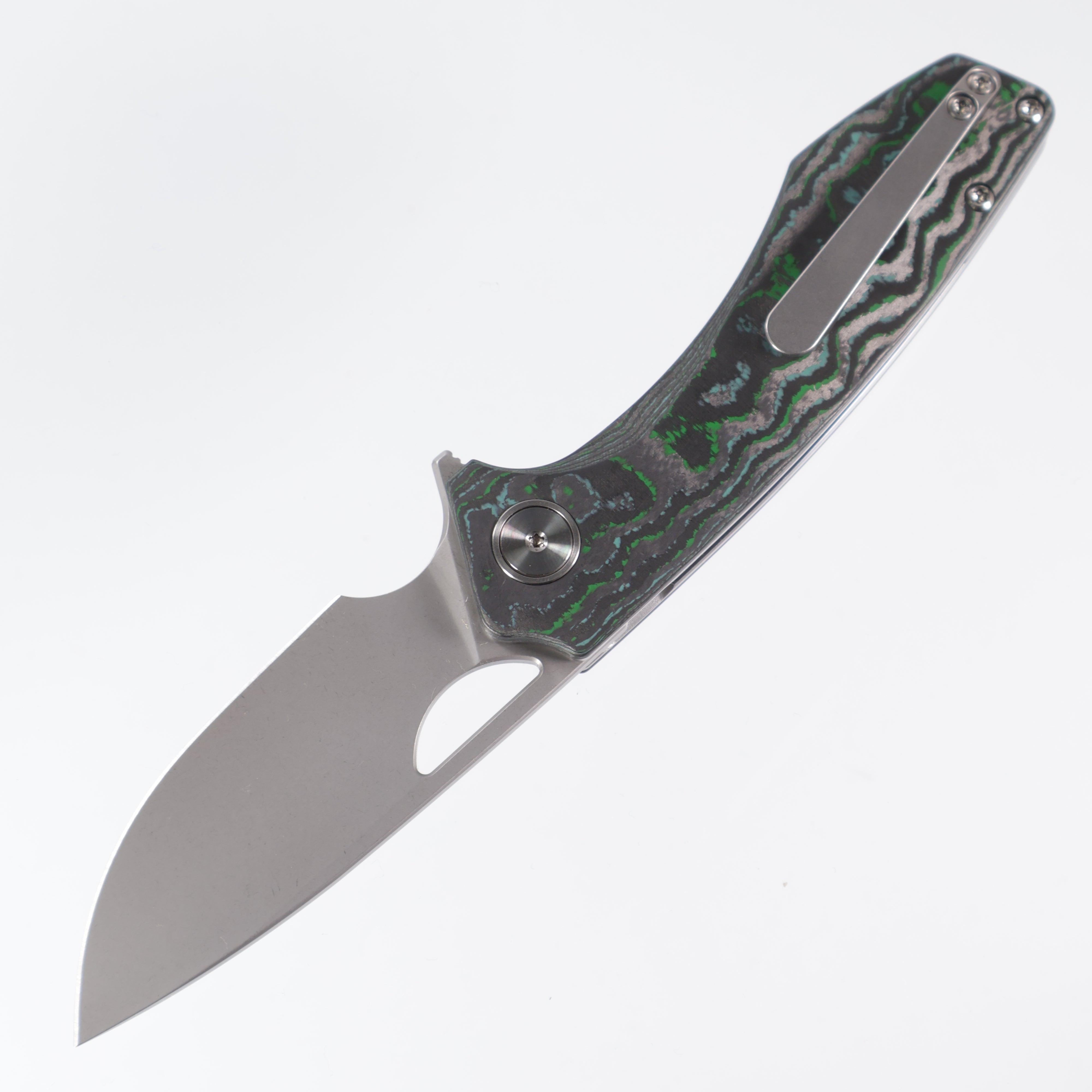 Gecko Customz Knifeworks - Sikorae Lite Flipper - Kelp Bed Camo Carbon - Stonewash Magnacut