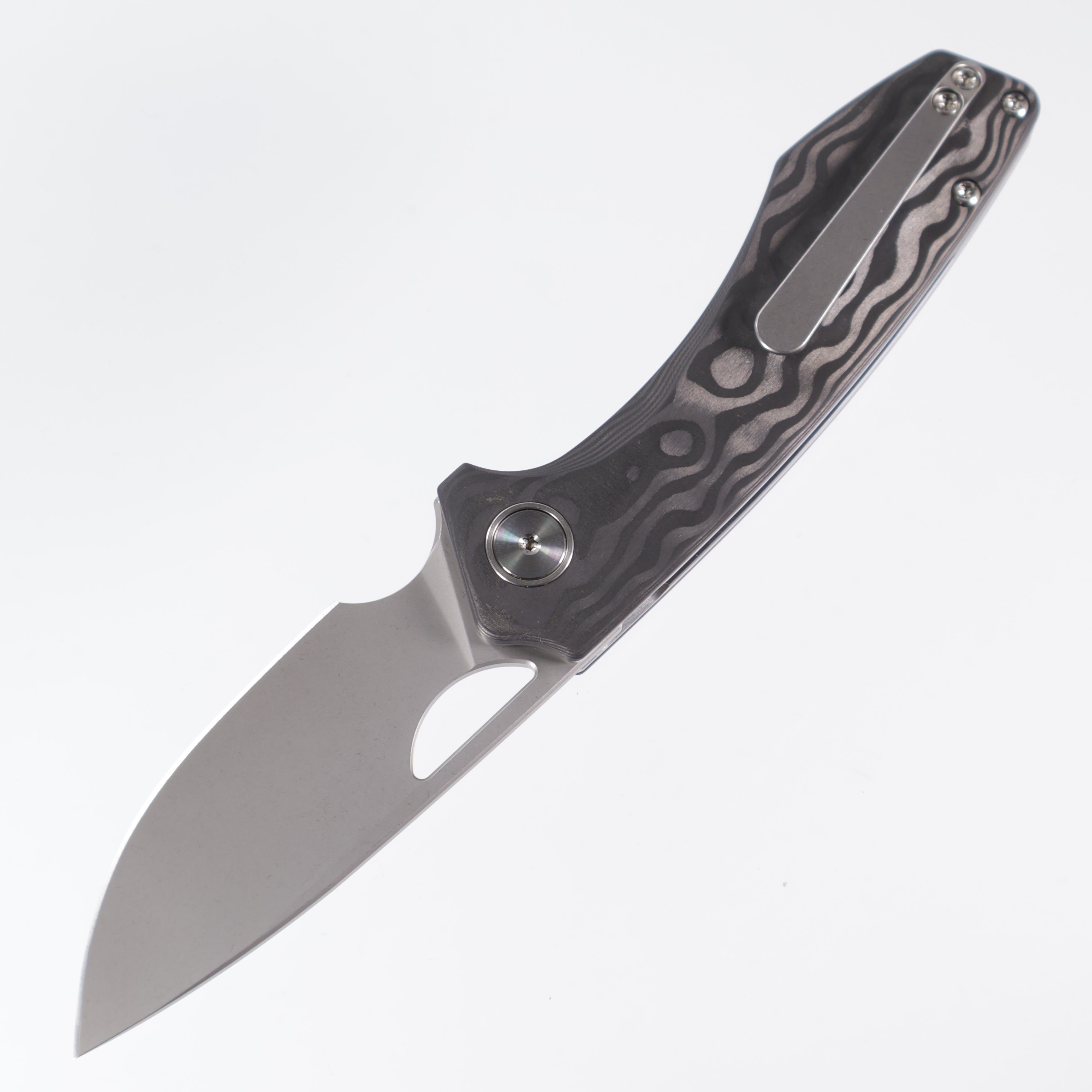 Gecko Customz Knifeworks - Sikorae Lite Non-Flipper - Black Pearl Camo Carbon - Stonewash Magnacut