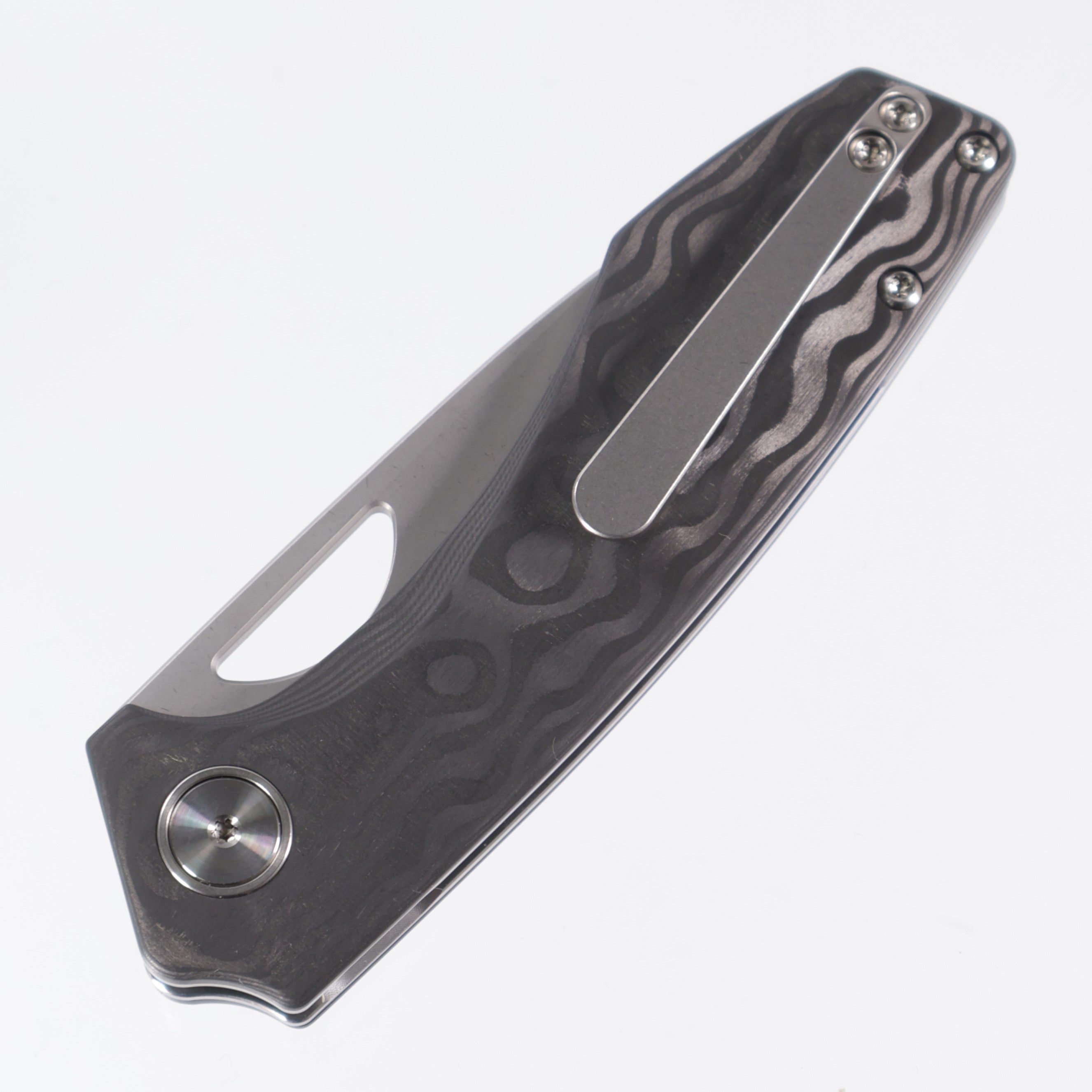 Gecko Customz Knifeworks - Sikorae Lite Non-Flipper - Black Pearl Camo Carbon - Stonewash Magnacut