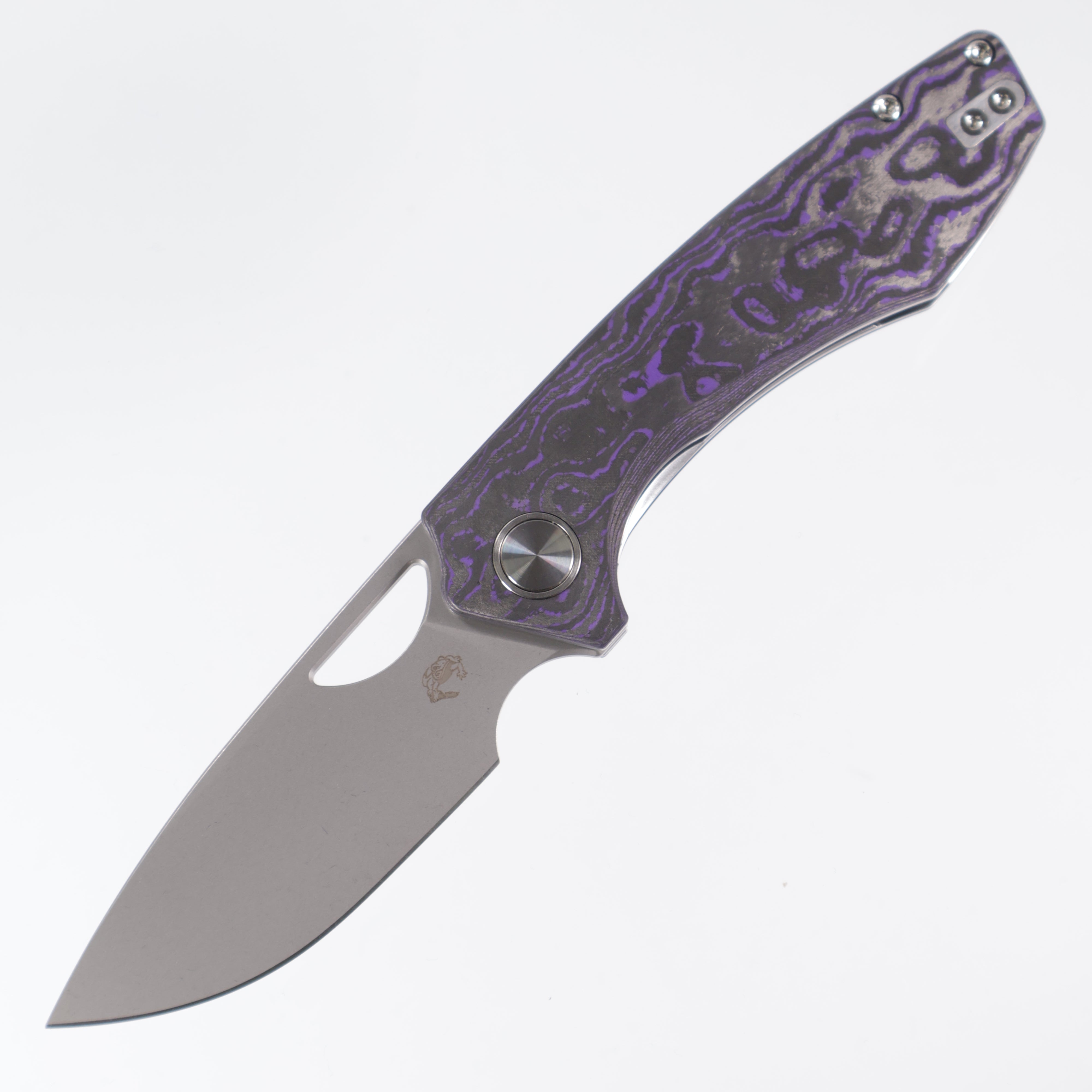 Gecko Customz Knifeworks - Sikorae Lite Non-Flipper - Purple Flow Camo Carbon - Stonewash Magnacut