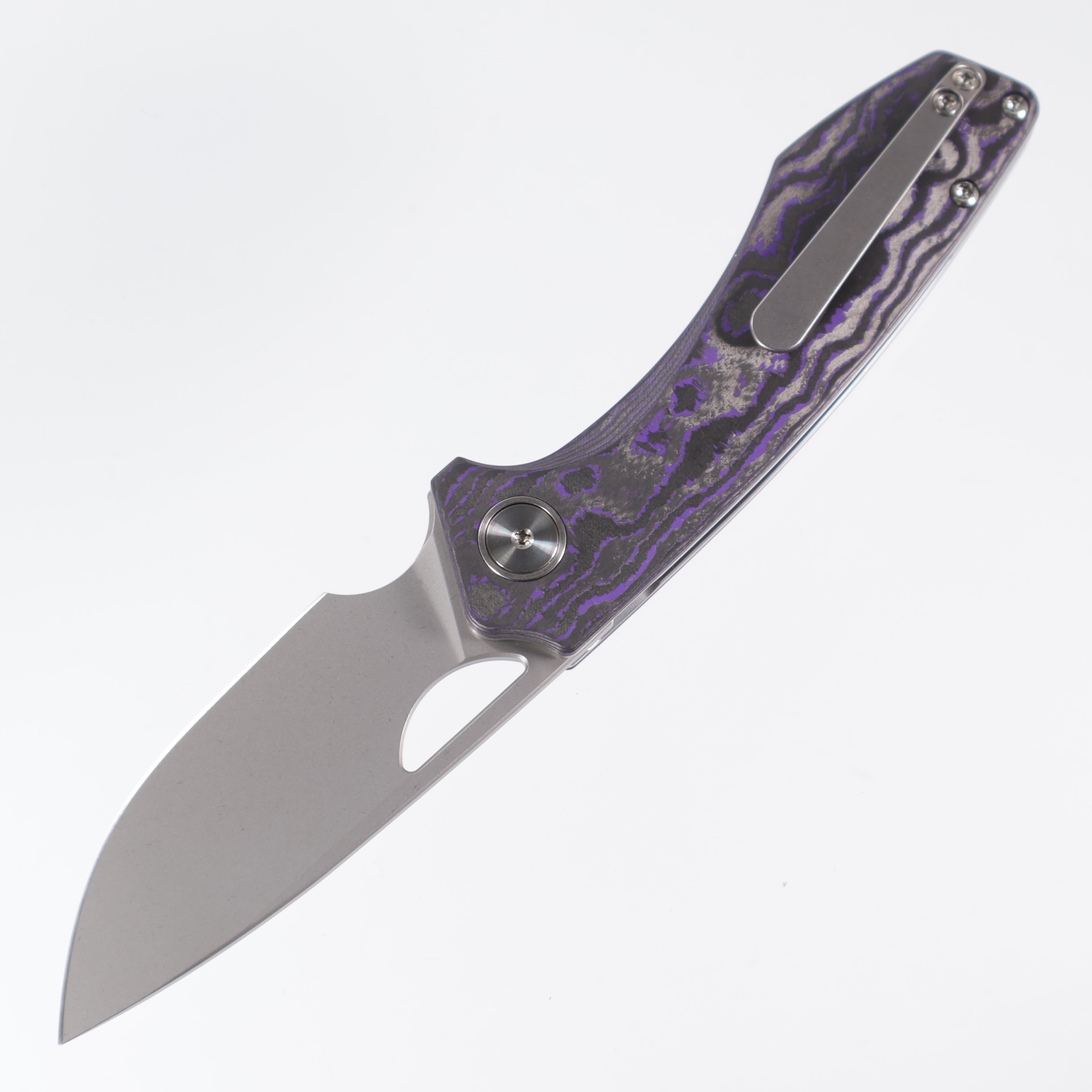 Gecko Customz Knifeworks - Sikorae Lite Non-Flipper - Purple Flow Camo Carbon - Stonewash Magnacut