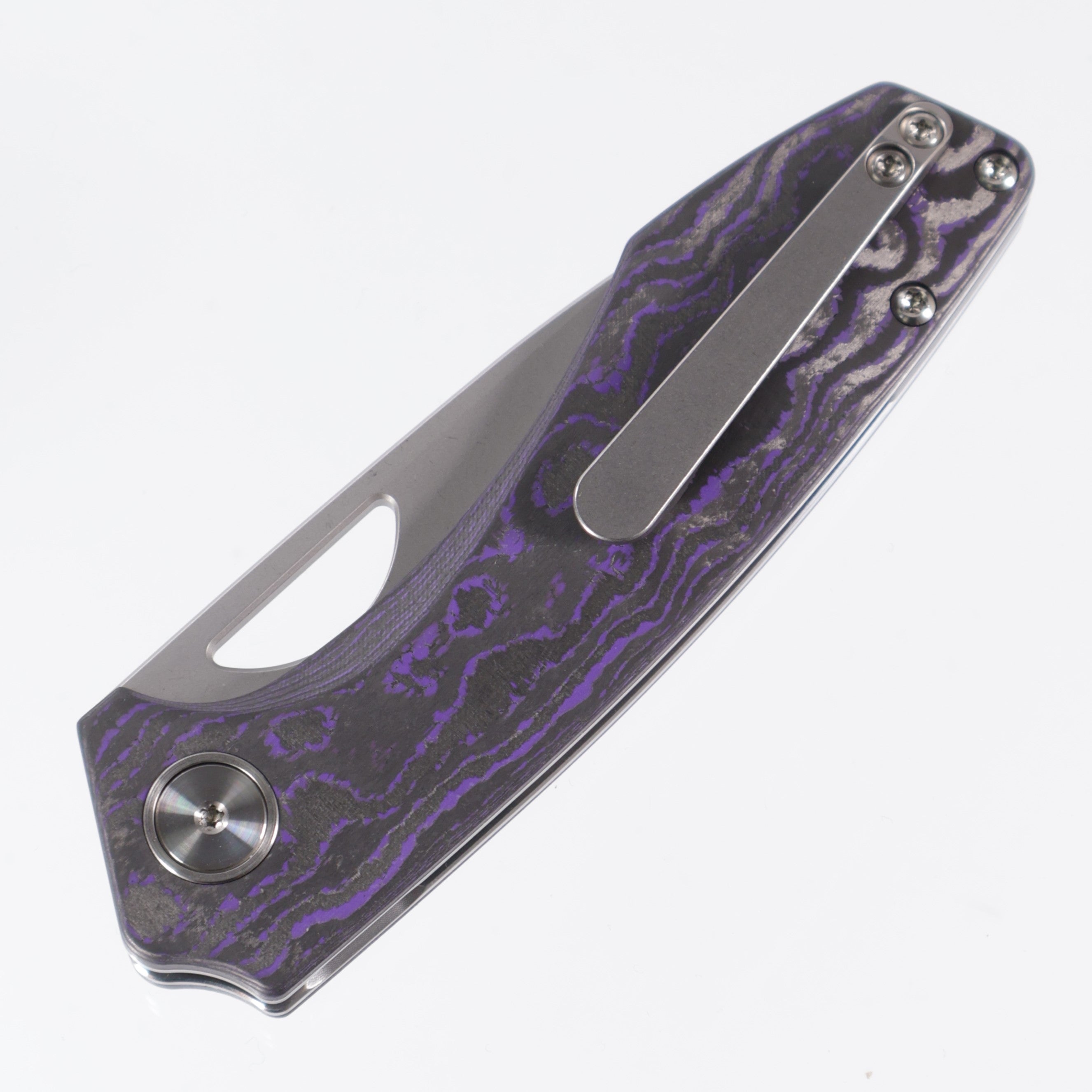 Gecko Customz Knifeworks - Sikorae Lite Non-Flipper - Purple Flow Camo Carbon - Stonewash Magnacut