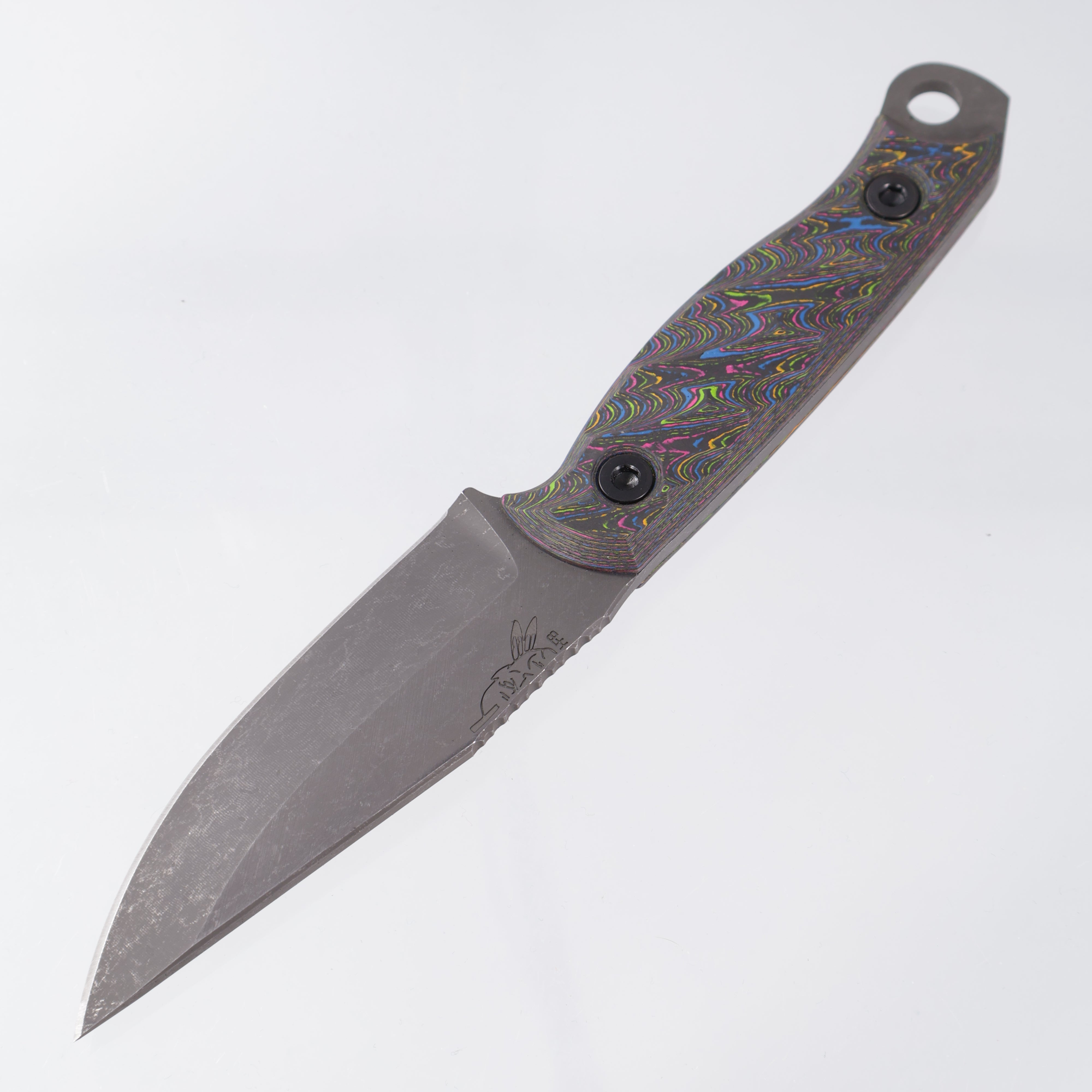 Half Face Blades Crow Jr. - Textured 80s Camo Carbon Scales - Dark Stonewash S45VN - BROP Exclusive