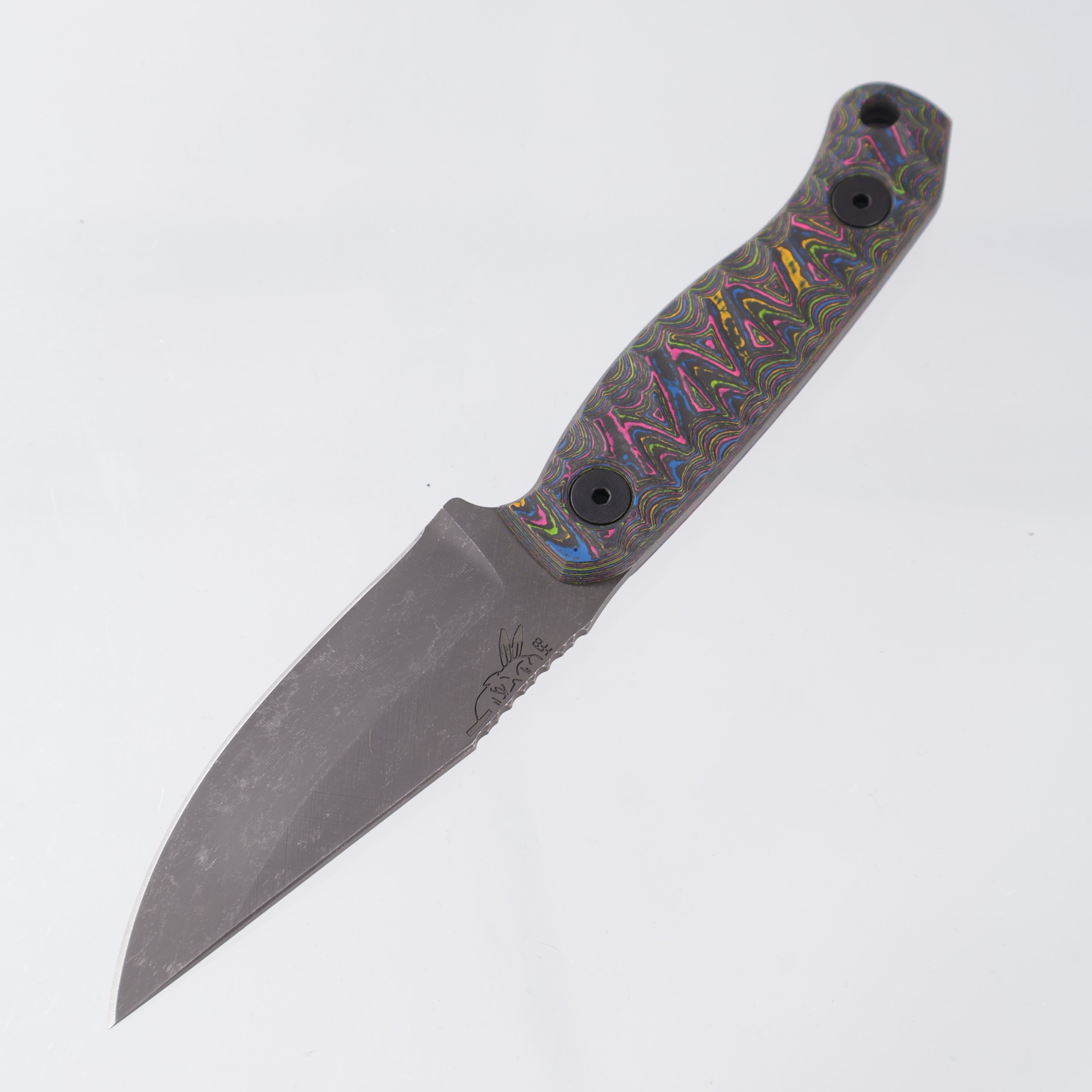 Half Face Blades Feather Light - Textured 80s Camo Carbon Scales - Dark Stonewash S45VN - BROP Exclusive