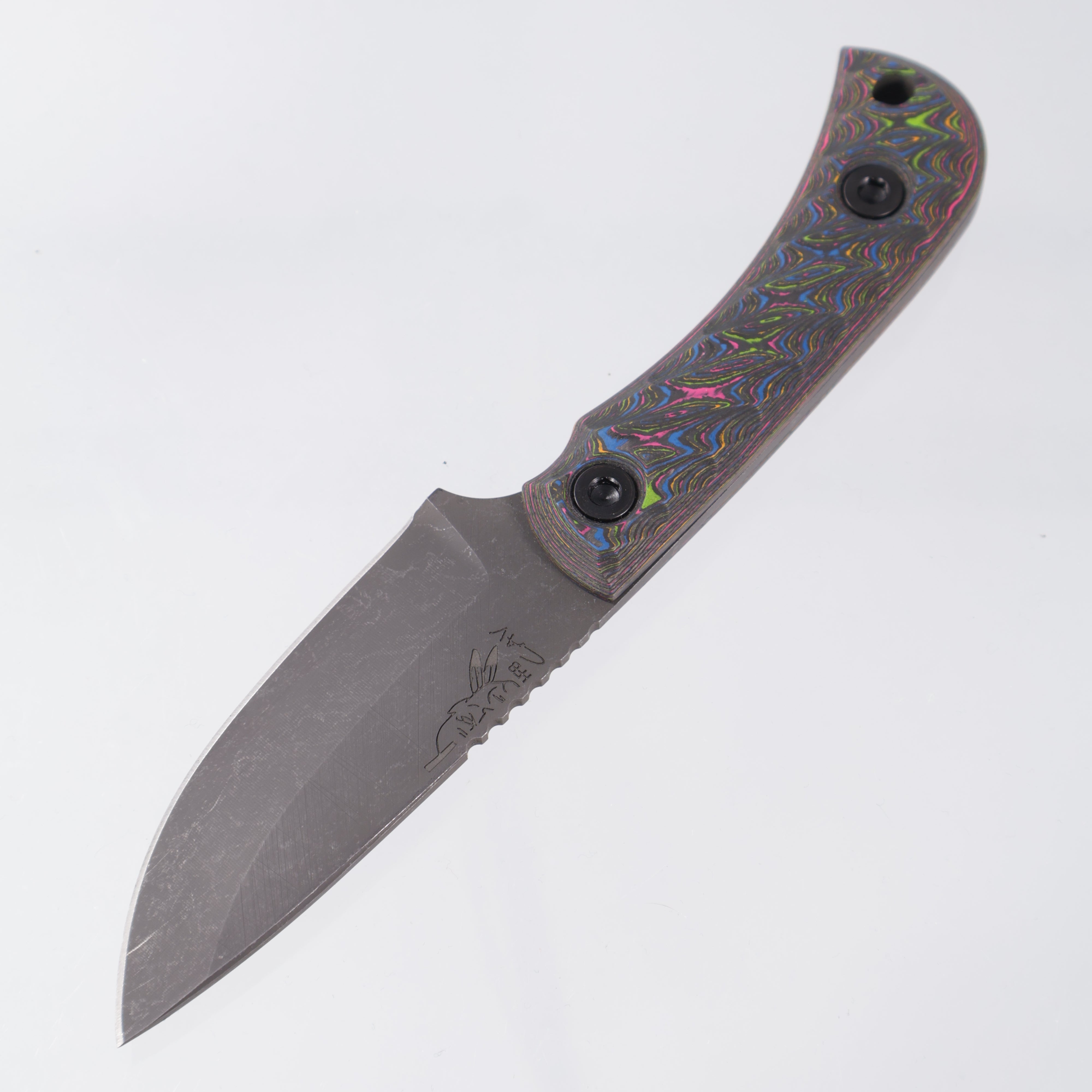Half Face Blades Cav Jr. - Textured 80s Camo Carbon Scales - Dark Stonewash S45VN - BROP Exclusive