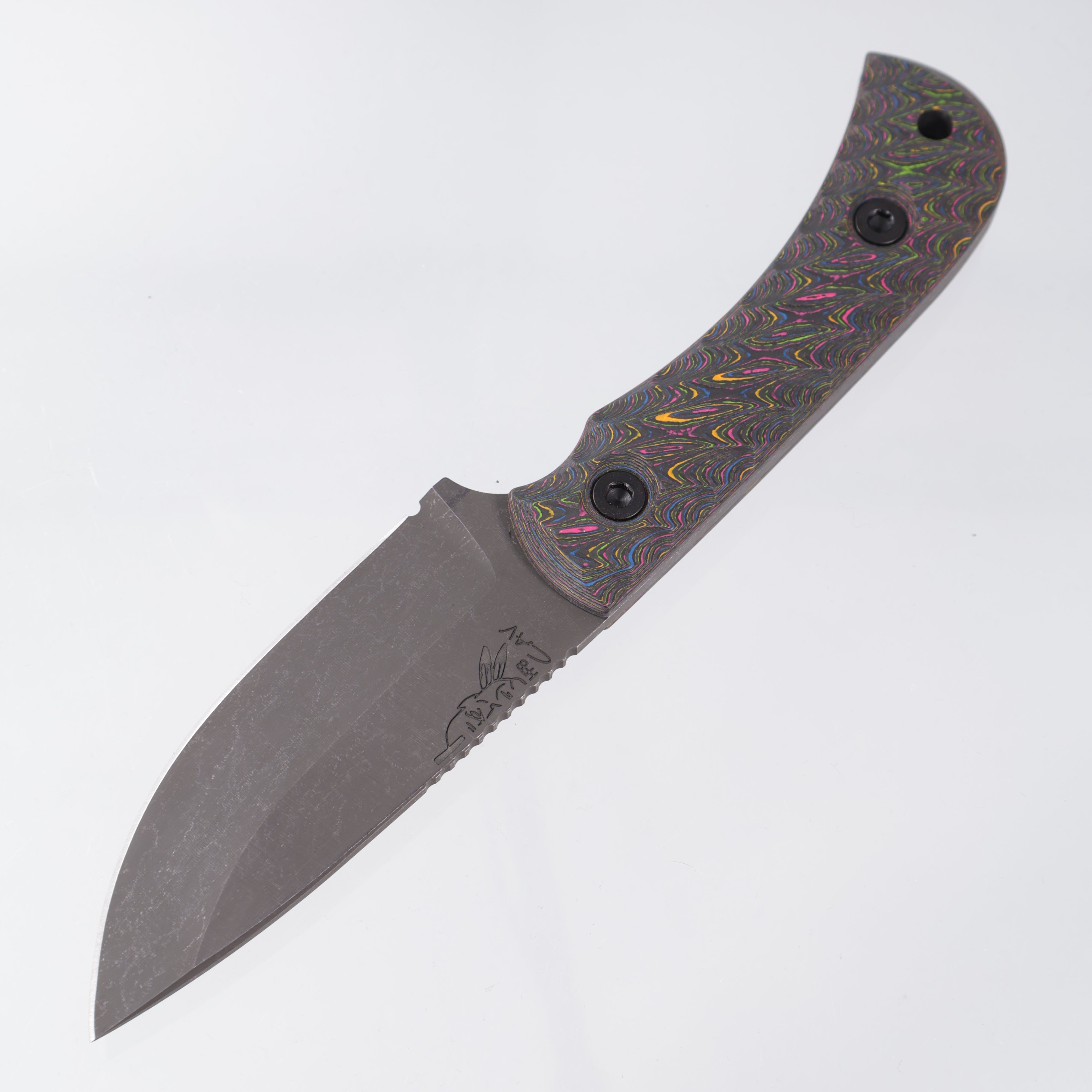 Half Face Blades Cav - Textured 80s Camo Carbon Scales - Dark Stonewash S45VN - BROP Exclusive