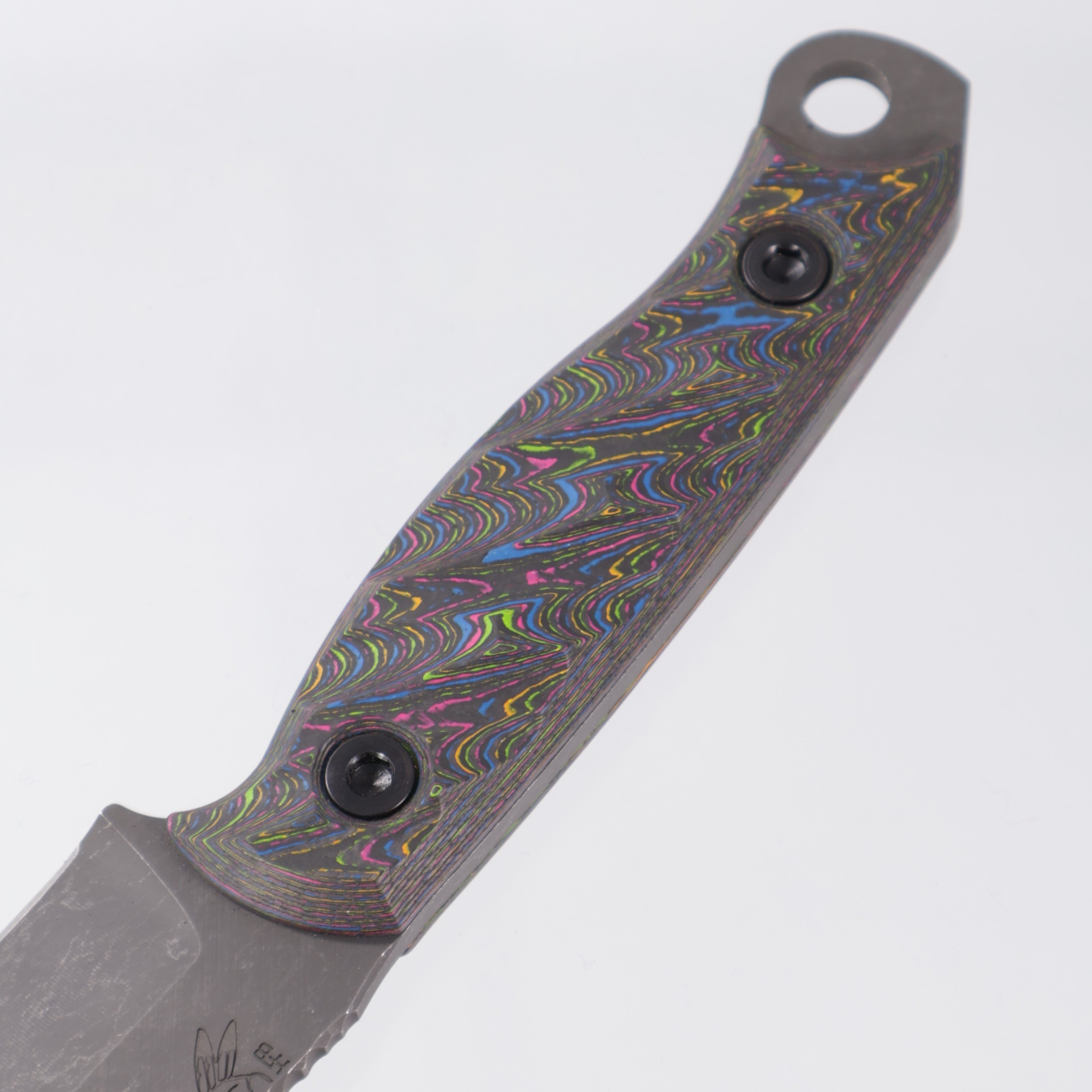 Half Face Blades Crow Jr. - Textured 80s Camo Carbon Scales - Dark Stonewash S45VN - BROP Exclusive